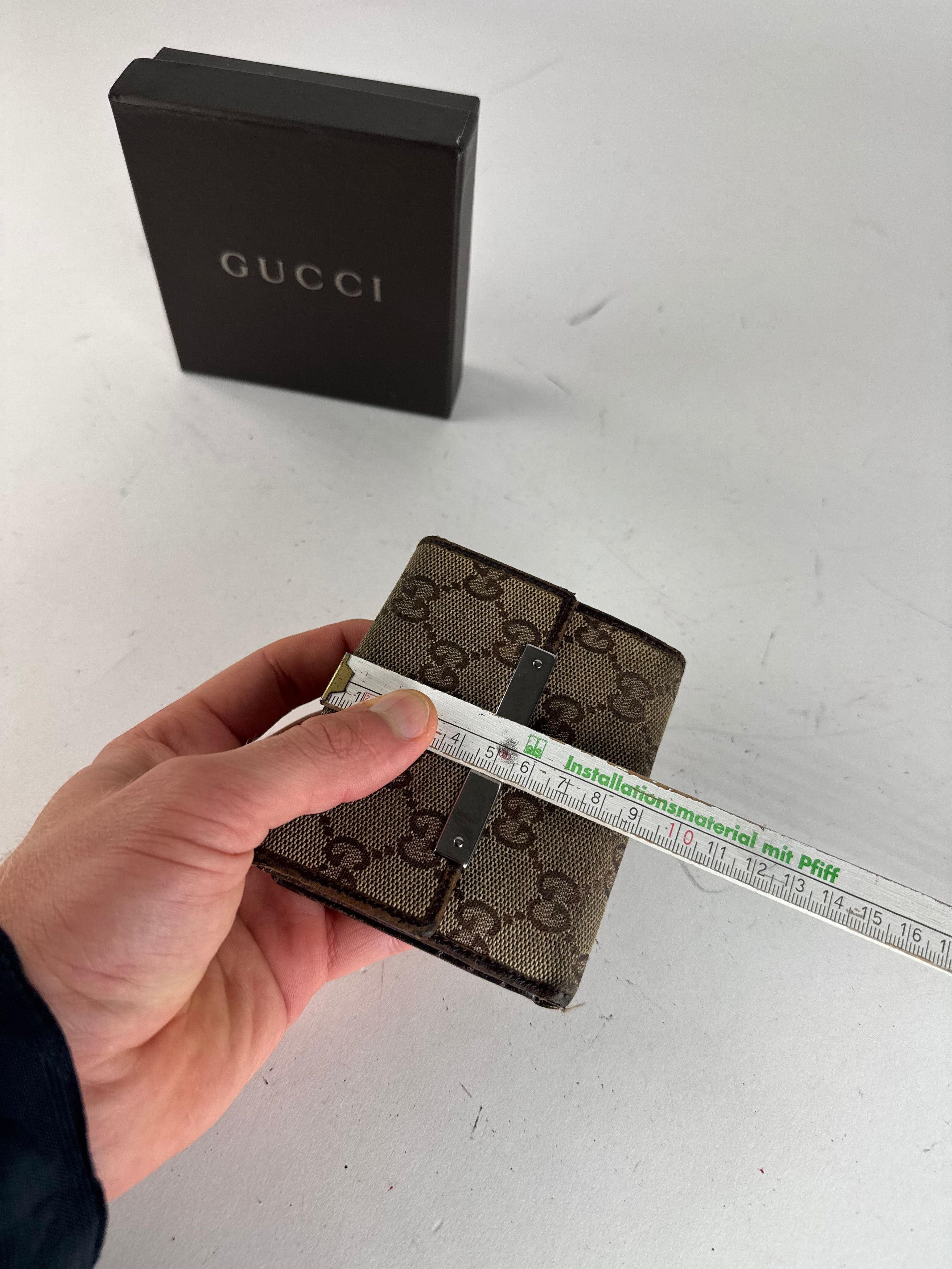 Gucci Vintage Monogram Leather Wallet Beige Brown Size ONE SIZE - 10 Thumbnail