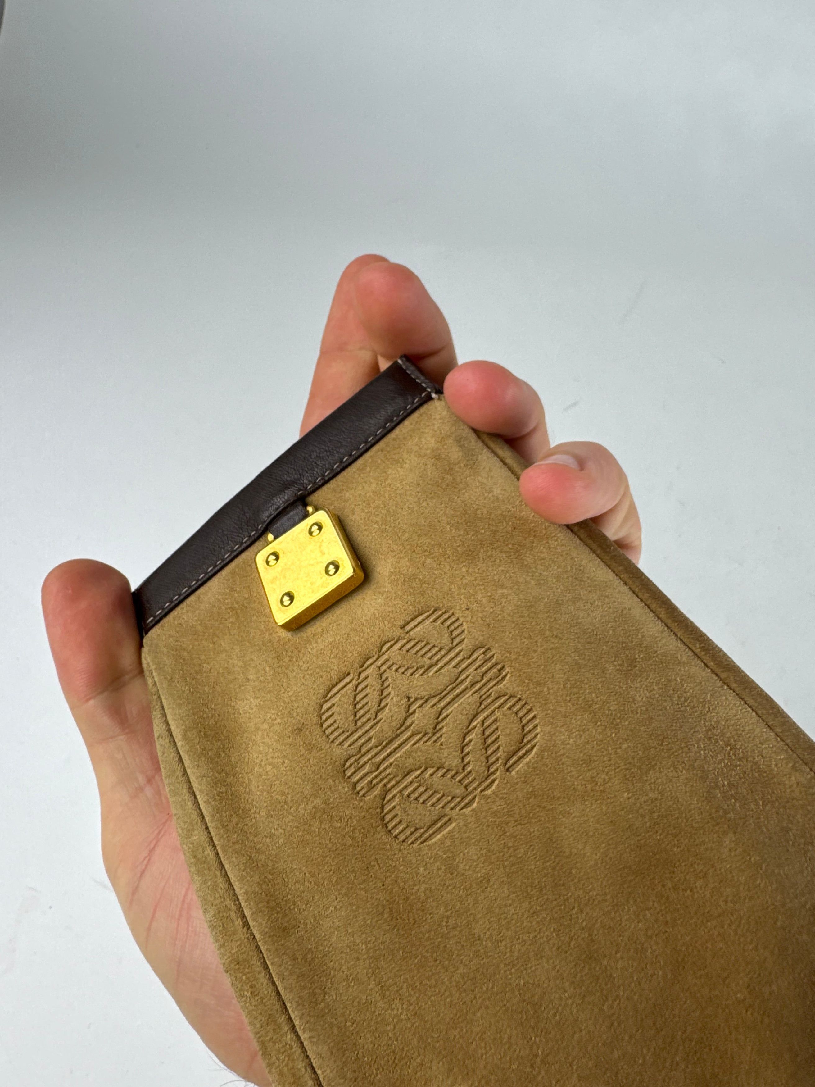 Loewe Vintage Suede Leather Pouch Brown Size ONE SIZE - 7 Thumbnail