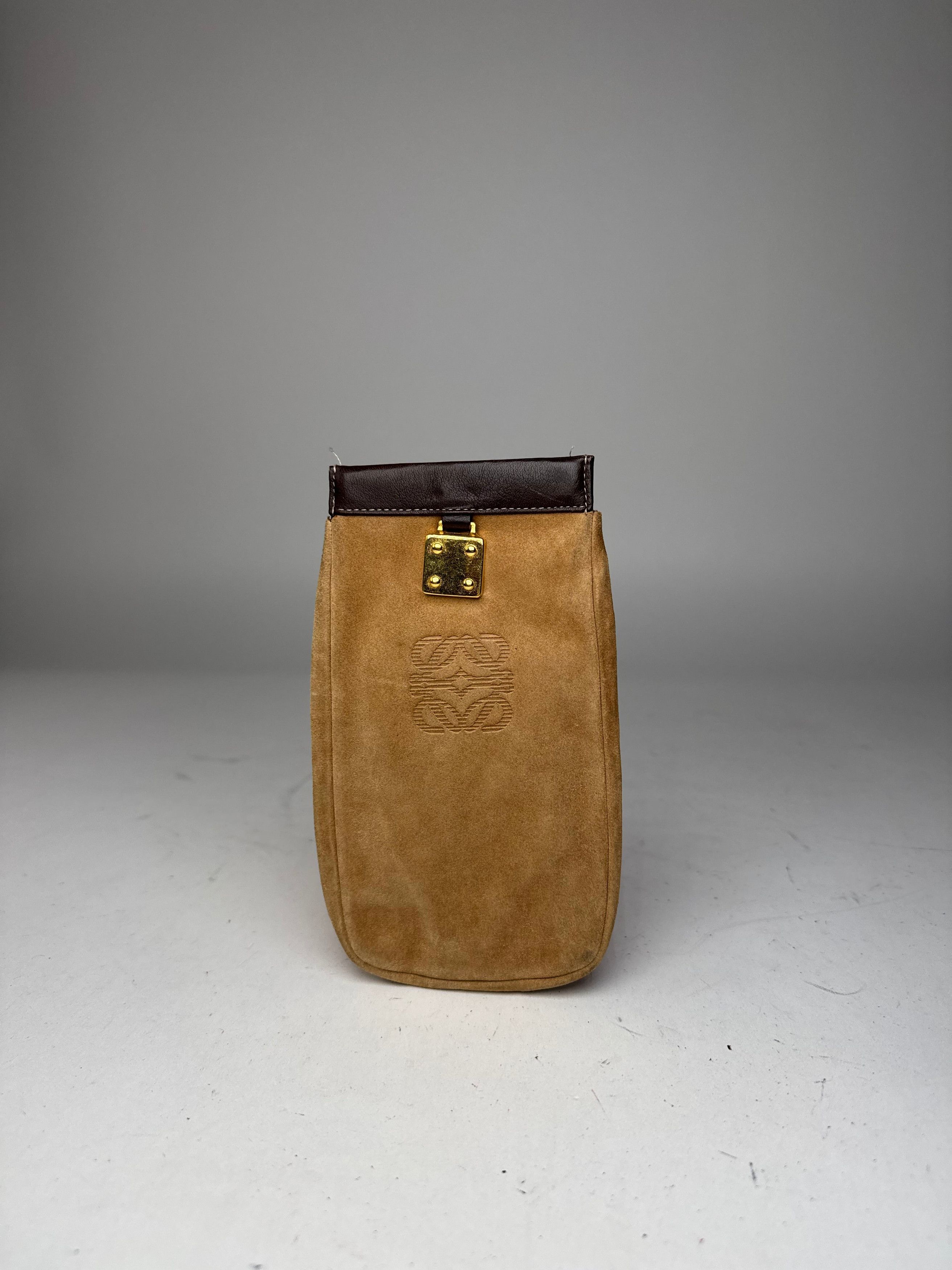 Loewe Vintage Suede Leather Pouch Brown Size ONE SIZE - 10 Thumbnail