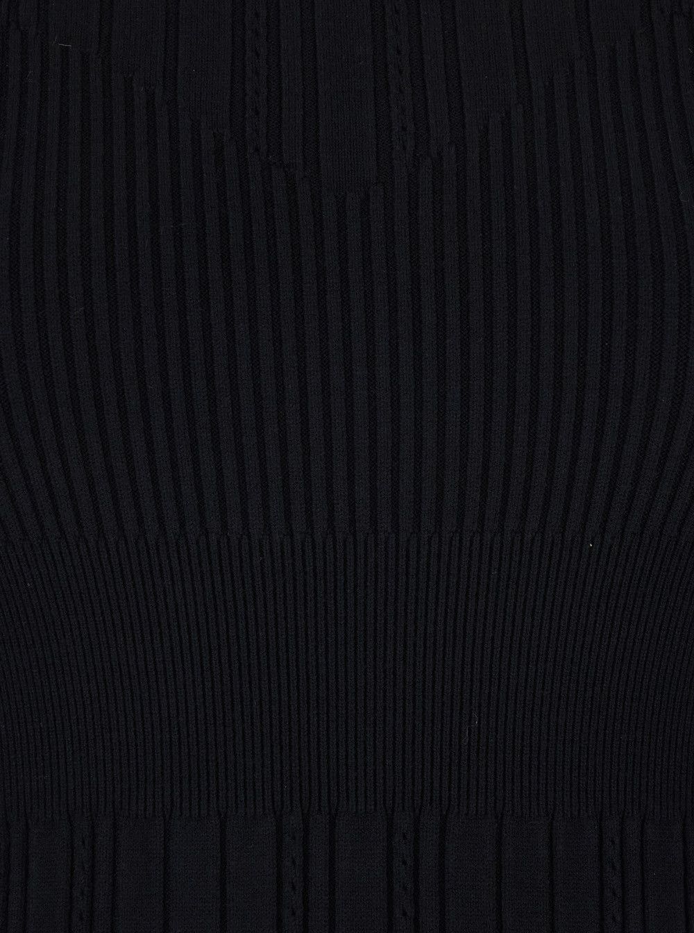 TWINSET Black Long Dress with Boat Neck and Ribbed Design in Fabric Woman Size M / US 6-8 / IT 42-44 - 3 Thumbnail