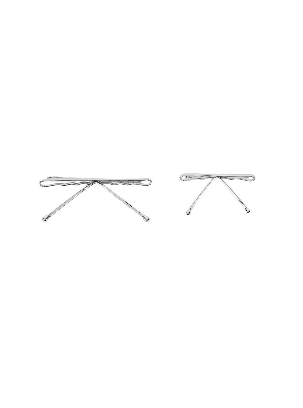 Shushu/Tong Silver Colored Set of Two Hair Clips with Bow Design in Metal Women Size ONE SIZE - 2 Thumbnail