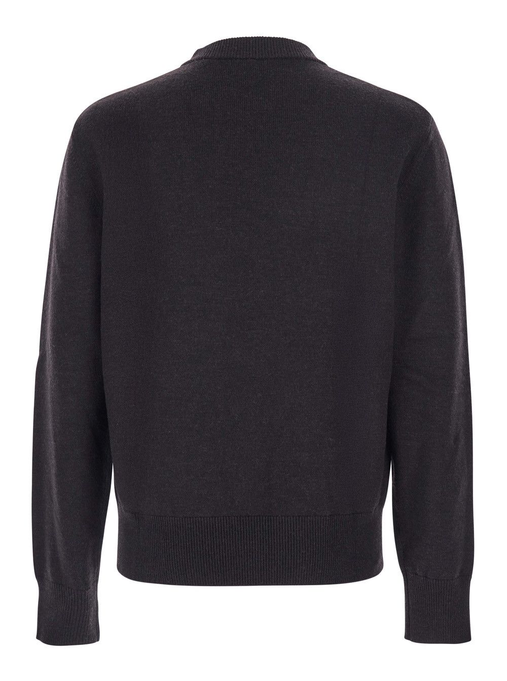 Sunflower Dark Brown Crew Neck Sweater with Dropped Shoulder in Wool Blend Man Size US S / EU 44-46 / 1 - 2 Thumbnail