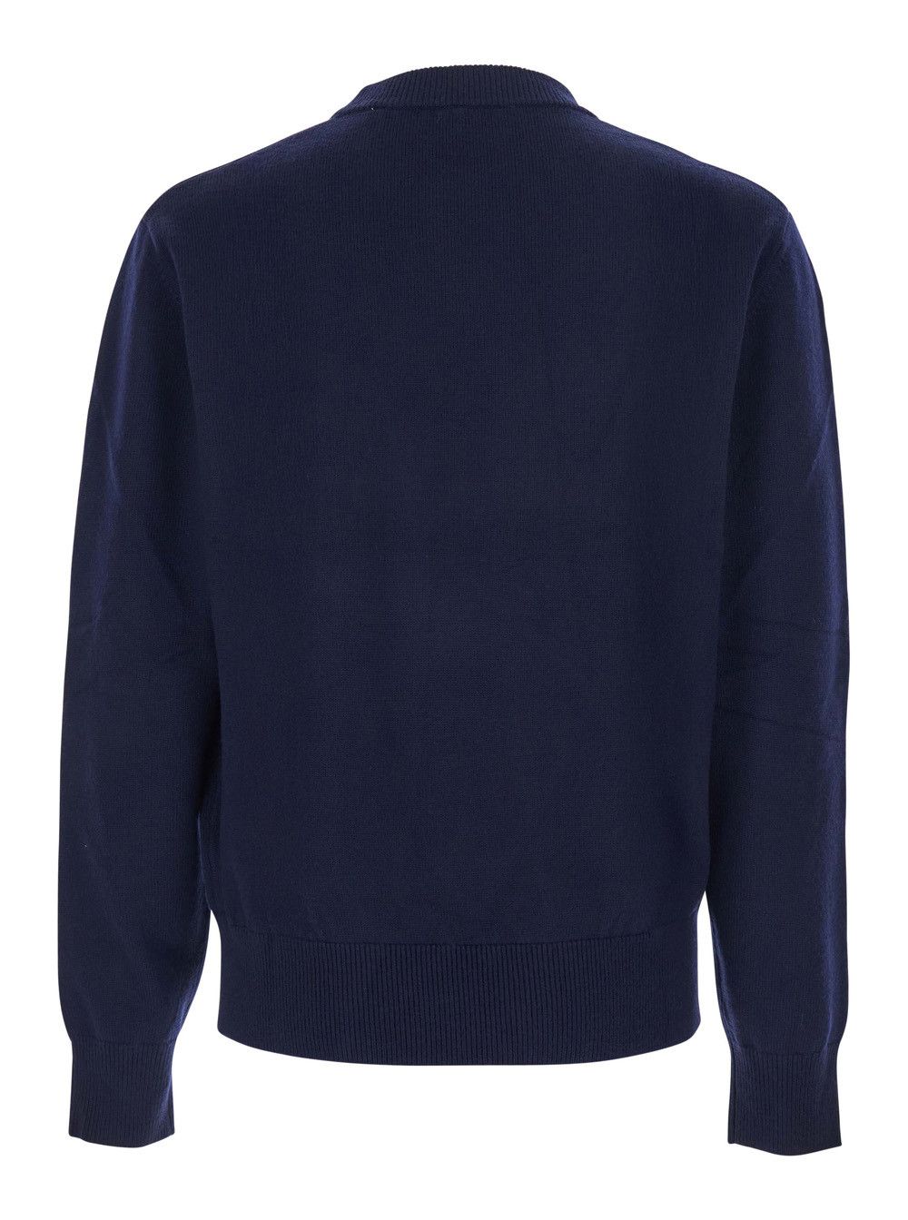 Sunflower Blue Crew Neck Sweater with Dropped Shoulder in Wool Blend Man Size US XL / EU 56 / 4 - 2 Thumbnail