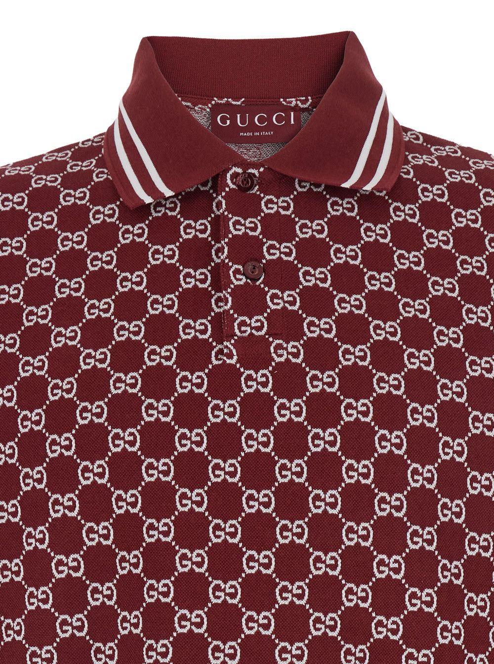 Gucci Red Polo shirt with Classic Collar and GG Jacquard Motif in Cotton for Men Size US XL / EU 56 / 4 - 3 Thumbnail