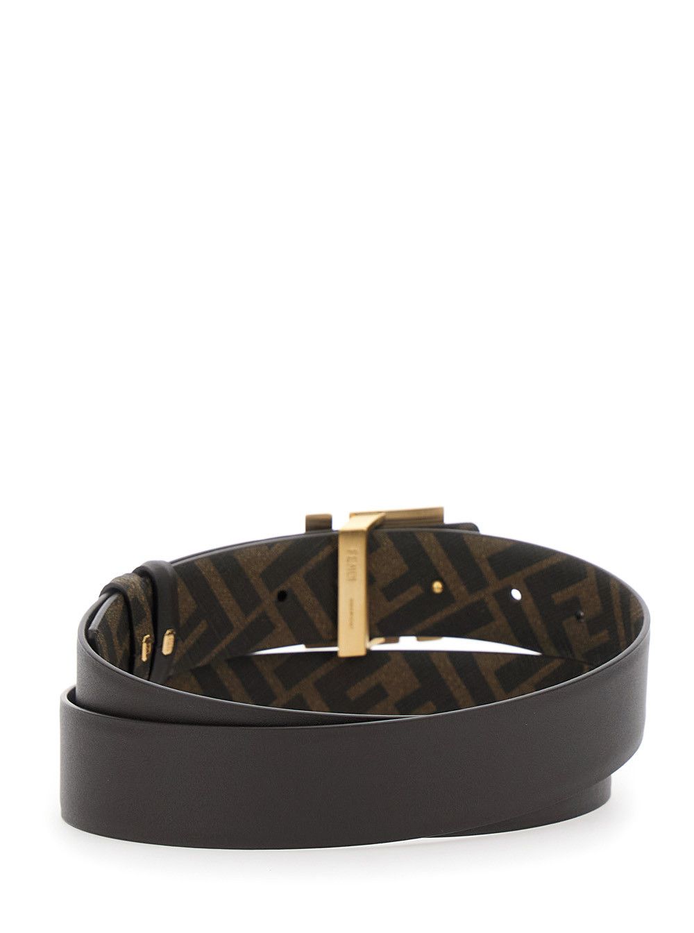 Fendi Brown Reversible Belt with FF Buckle in Leather for Men Size ONE SIZE - 3 Thumbnail