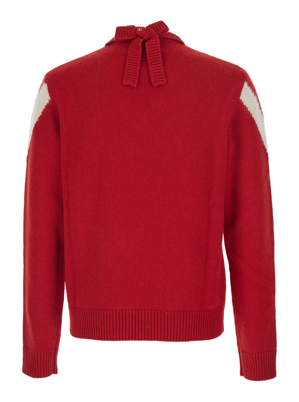 Valentino Red Sweater with V Neck and Rear Bow with VLogo Plaque in Wool Man Size US XL / EU 56 / 4 - 2 Thumbnail