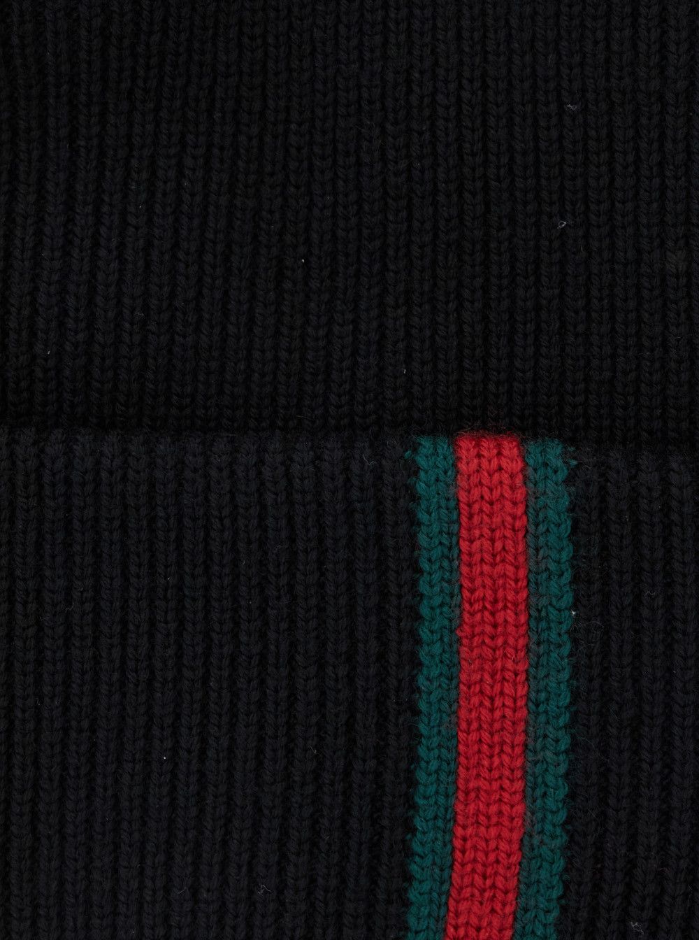 Gucci Black Wool Beanie with Ribbed Knit and Web Detail on the Front for Men Size ONE SIZE - 3 Thumbnail