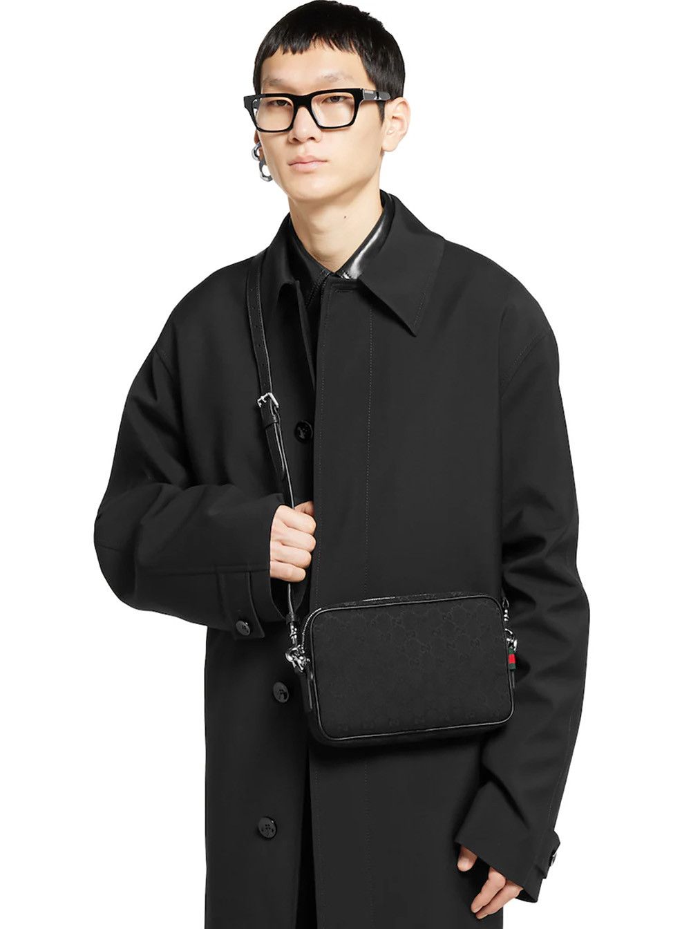 Gucci Black Crossbody Bag with All-Over GG Motif in Fabric Man Size ONE SIZE - 6 Thumbnail