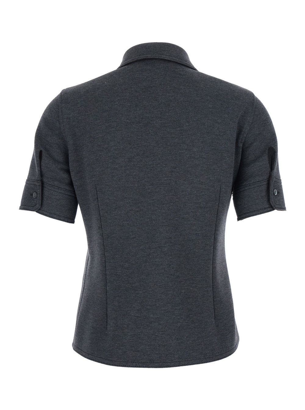 Gucci Grey Shirt with Polo Style Pointed Collar in Wool and Cotton Blend Woman Size M / US 6-8 / IT 42-44 - 2 Thumbnail