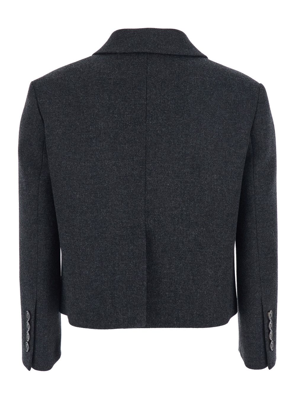 Gucci Grey Single-Breasted Jacket with Notched Revers in Wool Woman Size L / US 10 / IT 46 - 2 Thumbnail