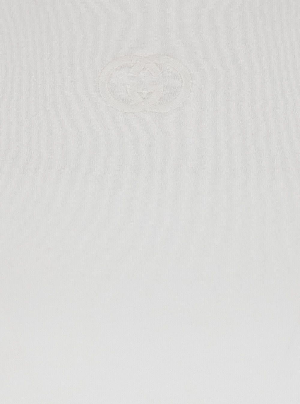 Gucci White Crewneck T-Shirt with Tonal GG Embroidery on the Front in Cotton Woman Size XS / US 0-2 / IT 36-38 - 3 Thumbnail