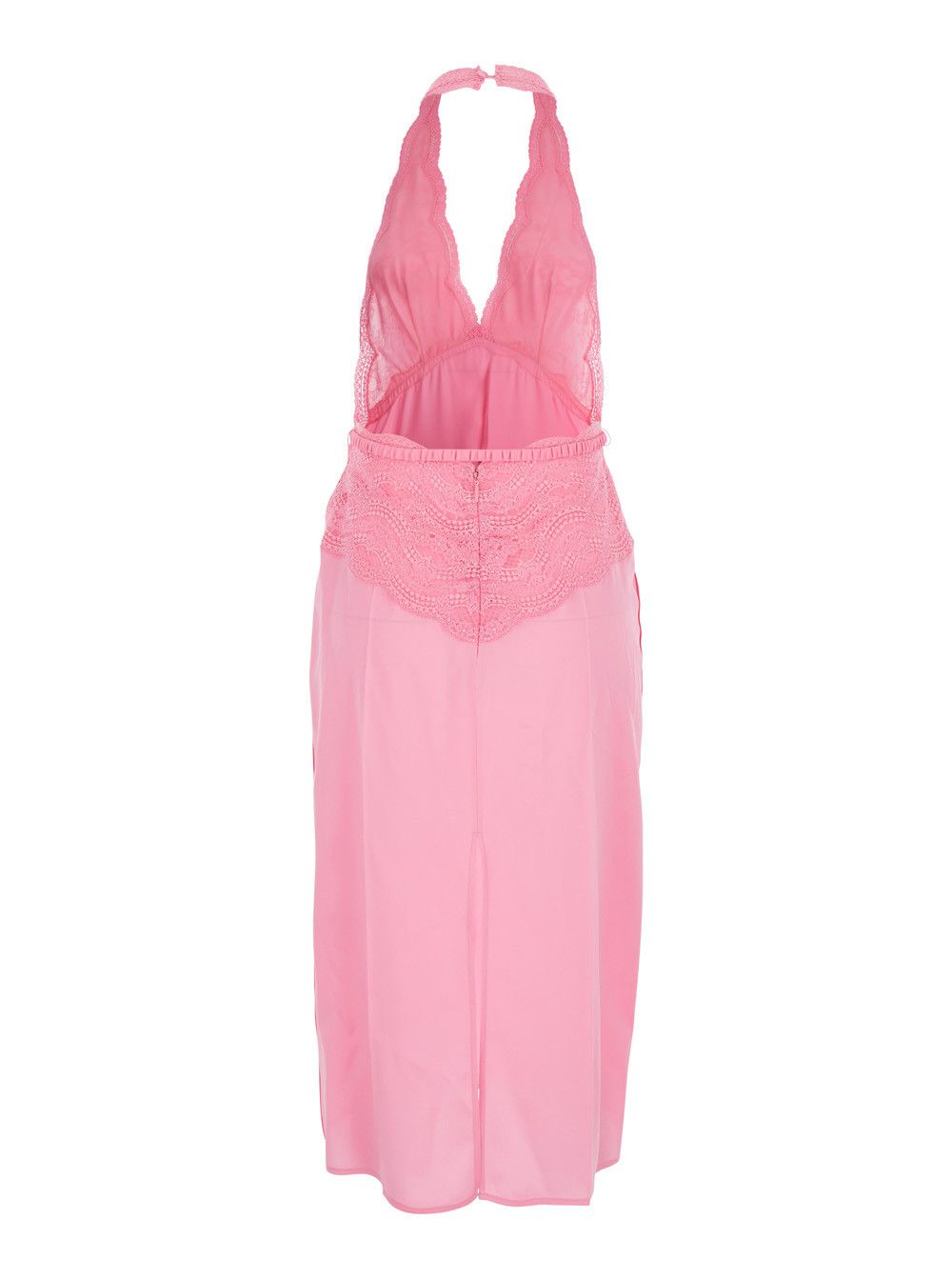 Gucci Pink Dress with Deep V-Neck and Removable Ruffle Belt in Silk Satin Woman Size S / US 4 / IT 40 - 2 Thumbnail