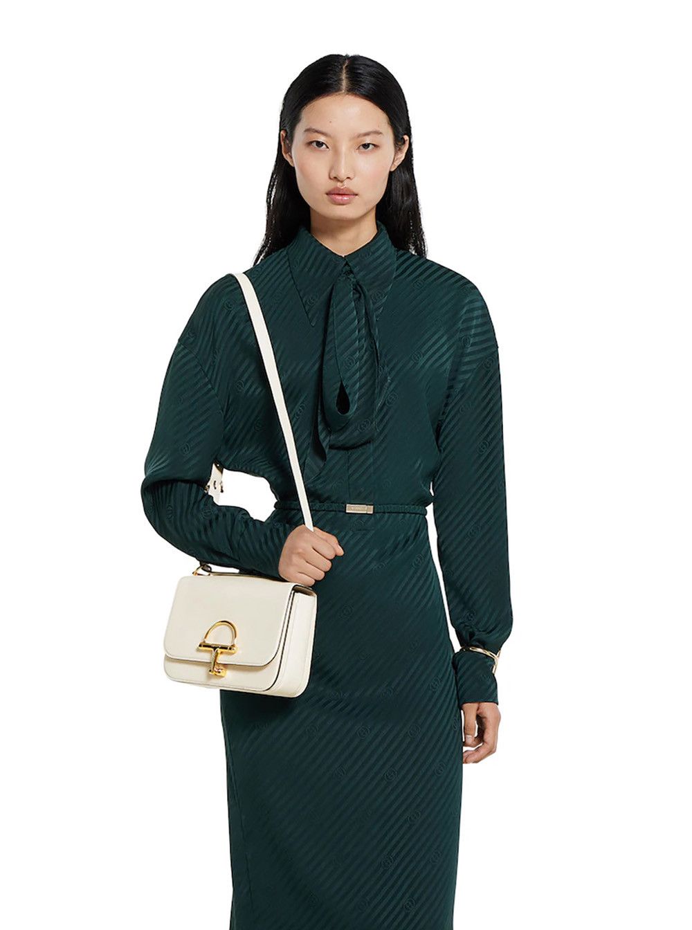 Gucci 'Siena Small' White Shoulder Bag with Claw on the Front in Leather Woman Size ONE SIZE - 6 Thumbnail