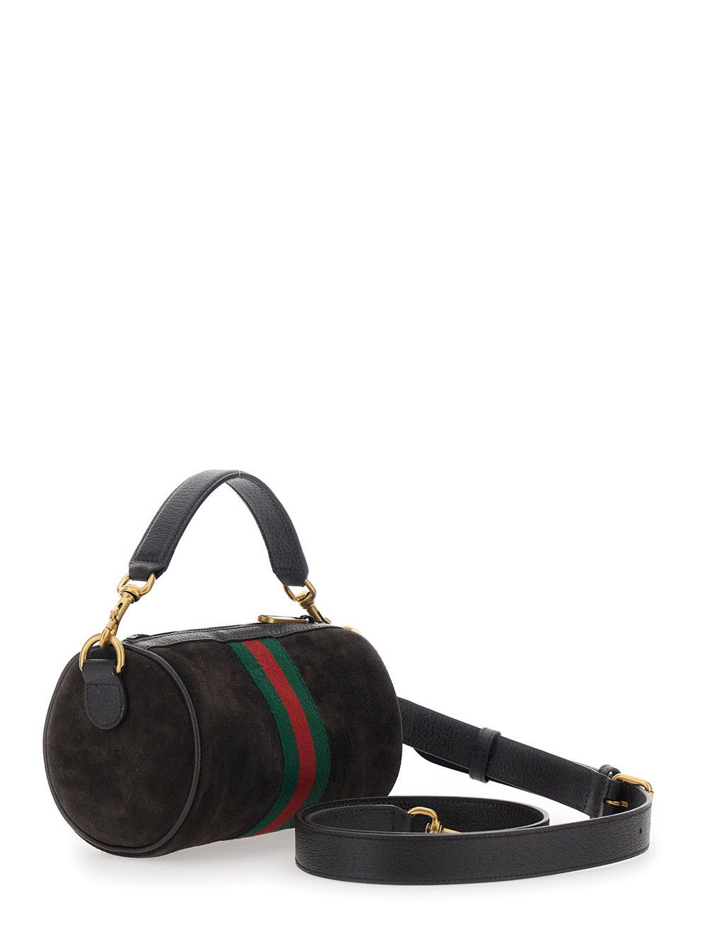 Gucci 'Ophidia Mini' Brown Handbag with GG Logo and Web Detail on the Front in Suede Man Size ONE SIZE - 3 Thumbnail