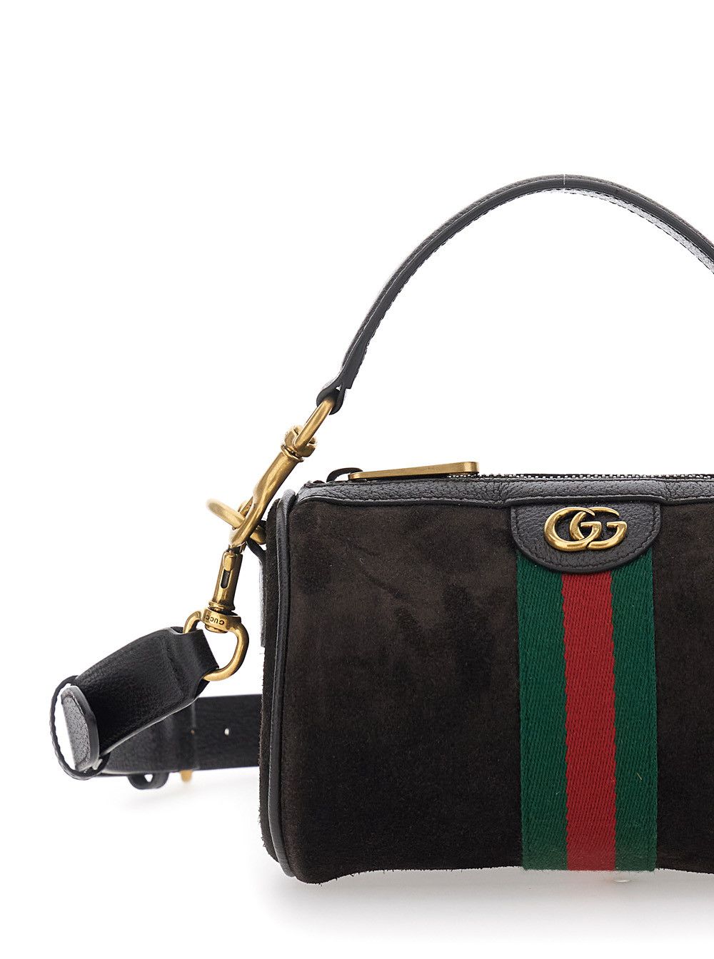 Gucci 'Ophidia Mini' Brown Handbag with GG Logo and Web Detail on the Front in Suede Man Size ONE SIZE - 5 Thumbnail