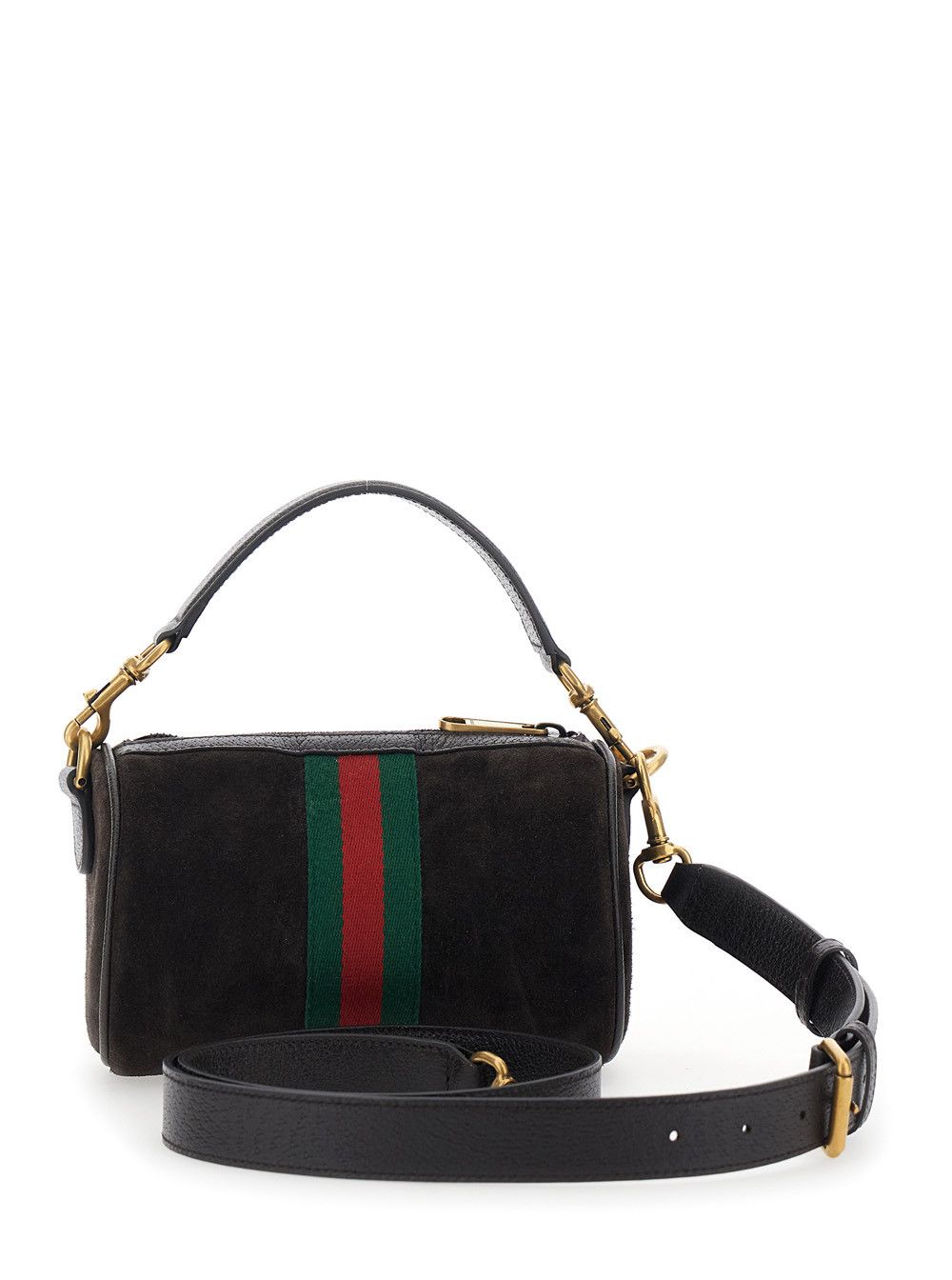 Gucci 'Ophidia Mini' Brown Handbag with GG Logo and Web Detail on the Front in Suede Man Size ONE SIZE - 4 Thumbnail