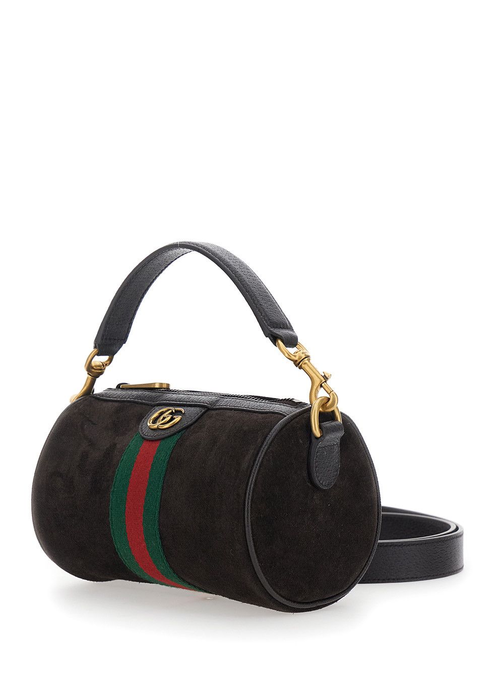 Gucci 'Ophidia Mini' Brown Handbag with GG Logo and Web Detail on the Front in Suede Man Size ONE SIZE - 2 Thumbnail