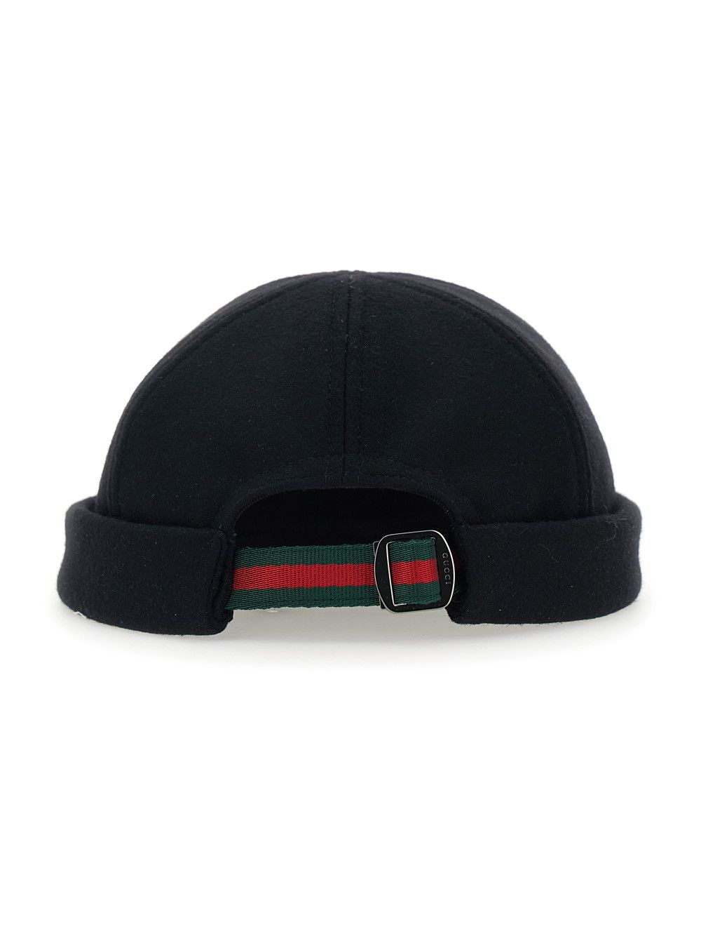 Gucci Black Beanie with Logo Lettering and Rear Closure with Web Detail in Wool Man Size ONE SIZE - 2 Thumbnail
