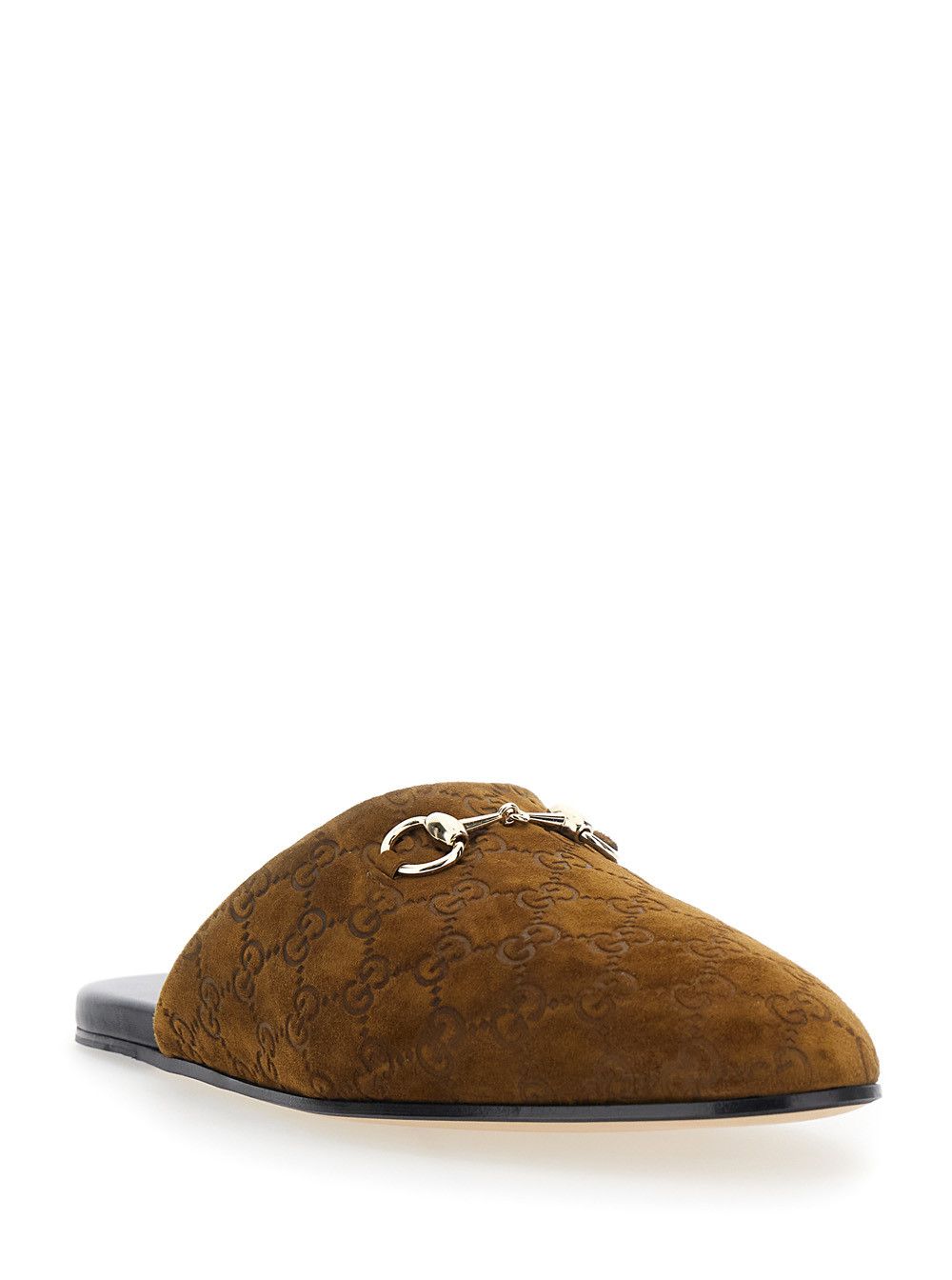 Gucci Brown Mule with Horsebit on the Front and All-Over GG Motif in Suede Man Size US 7 / EU 40 - 2 Thumbnail