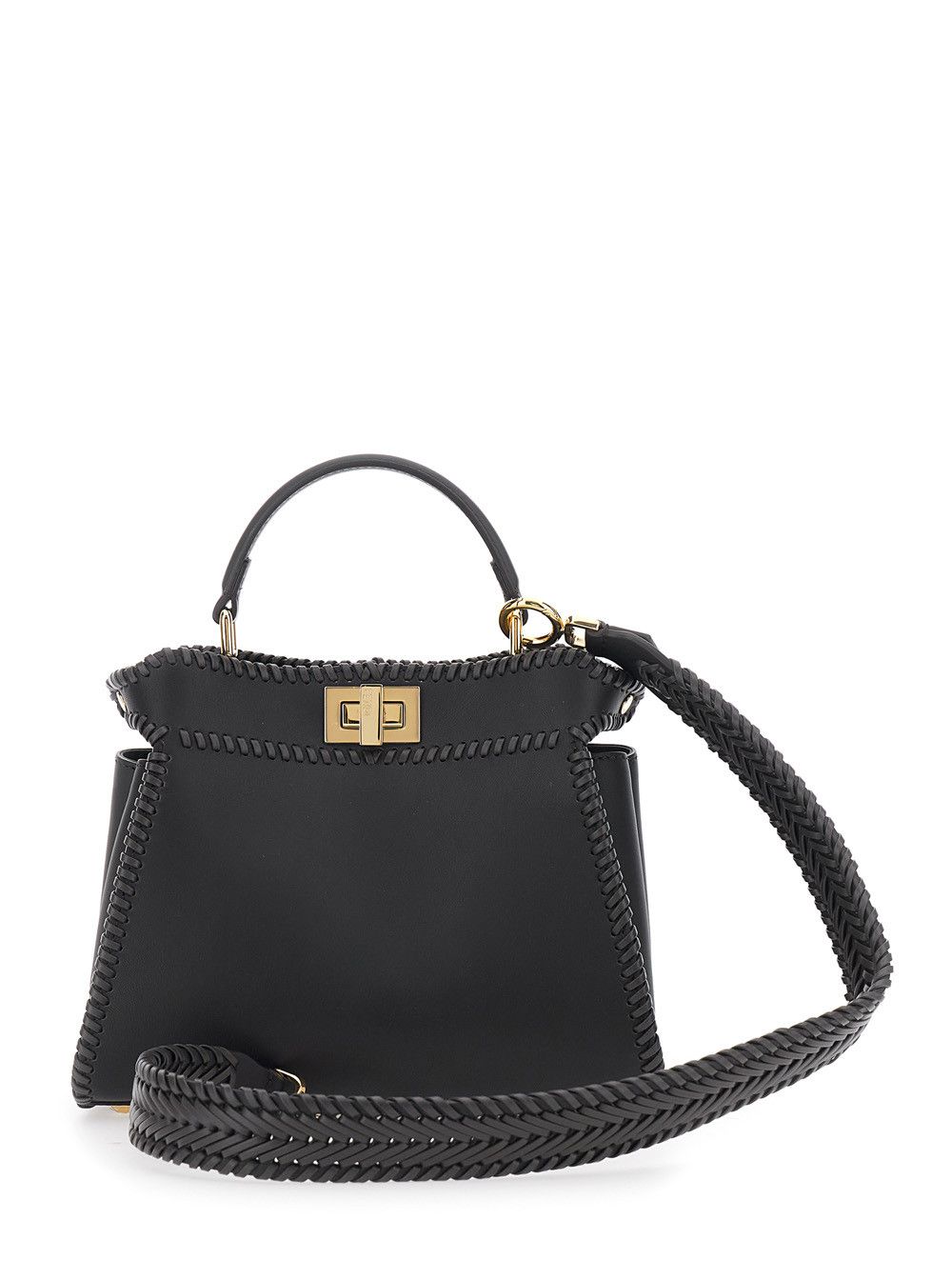 Fendi 'Mini Peekaboo' Black Handbag with Twist Lock in Leather Woman Size ONE SIZE - 4 Thumbnail