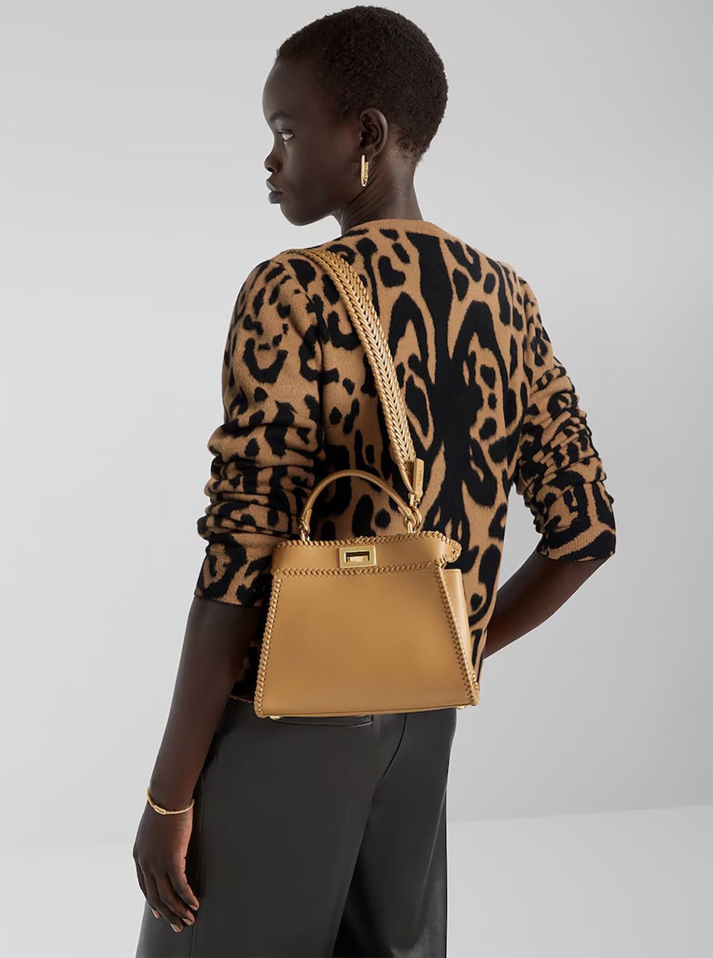 Fendi 'Mini Peekaboo' Black Handbag with Twist Lock in Leather Woman Size ONE SIZE - 6 Thumbnail