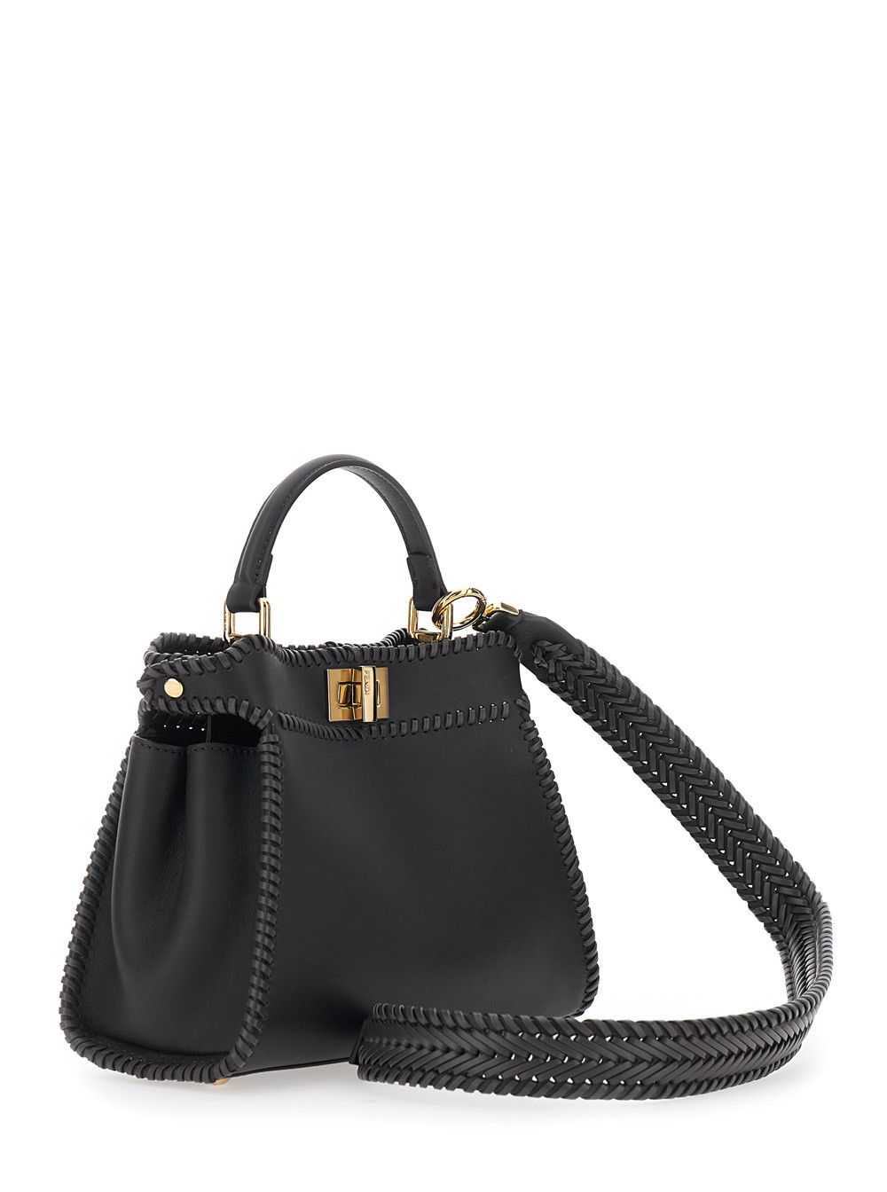 Fendi 'Mini Peekaboo' Black Handbag with Twist Lock in Leather Woman Size ONE SIZE - 3 Thumbnail