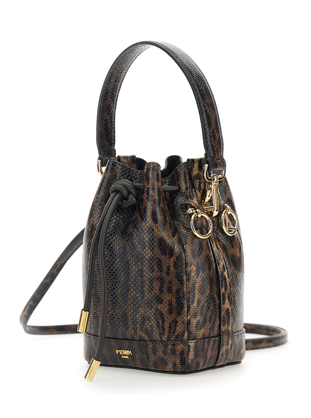 Fendi 'Mon Tresor Mini' Brown Handbag with Removable Shoulder Strap and Jaguar Print in Leather Woman Size ONE SIZE - 2 Thumbnail