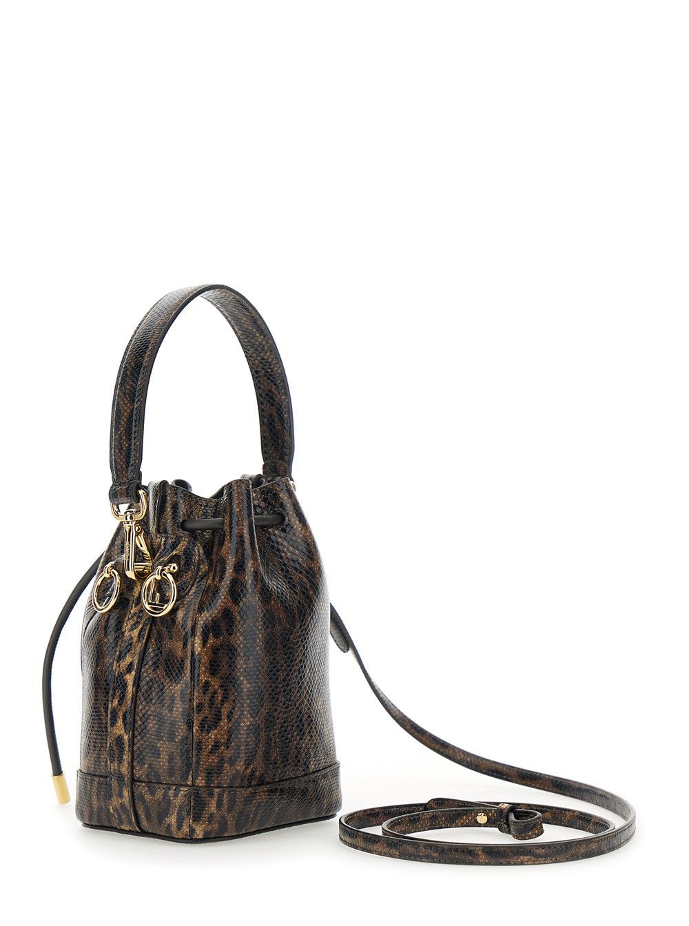 Fendi 'Mon Tresor Mini' Brown Handbag with Removable Shoulder Strap and Jaguar Print in Leather Woman Size ONE SIZE - 3 Thumbnail