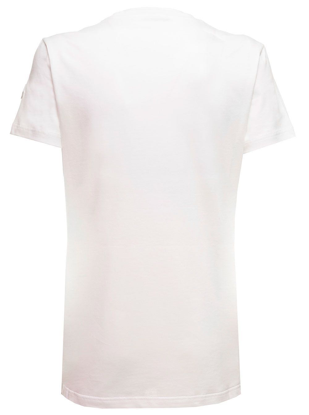 Moncler White Jersey T-shirt with Patch Logo Applied on the Sleeve MONCLER Women Size XS / US 0-2 / IT 36-38 - 2 Thumbnail