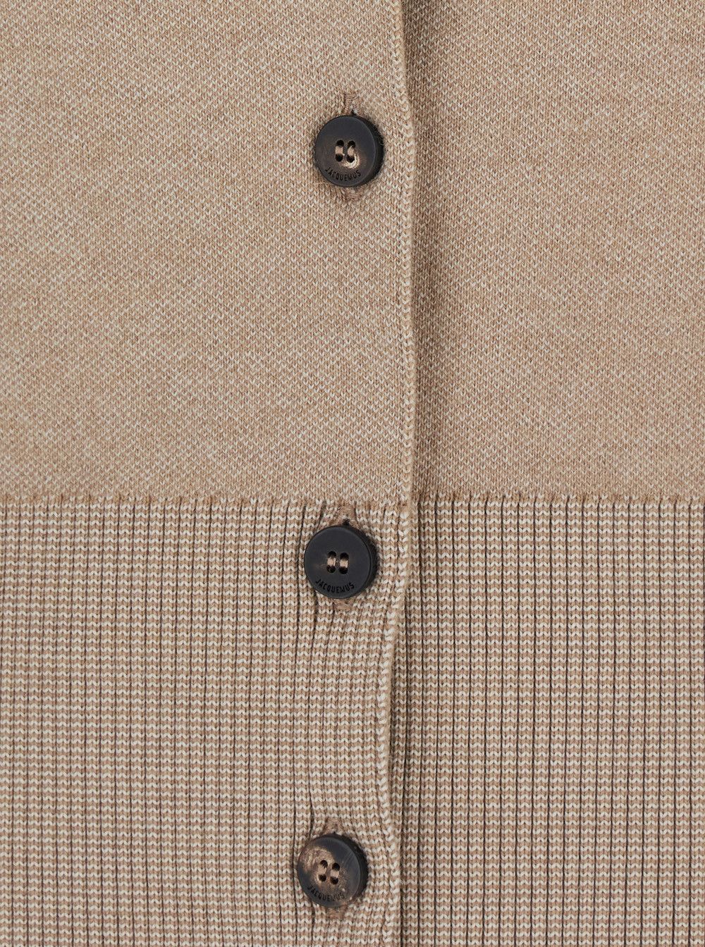 Jacquemus 'Le Gilet Doppio' Beige Cardigan with Round Neck and Ribbed Trims in Wool Blend Stretch Woman Size S / US 4 / IT 40 - 3 Thumbnail