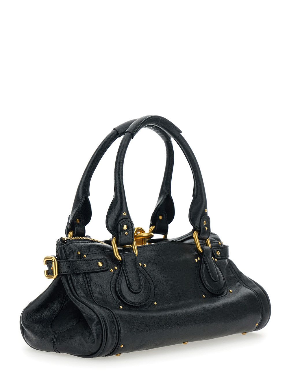 Chloe 'Paddington' Black Shoulder Bag with Oversized Lock and C-Shaped Buckles in Grained Leather Woman Size ONE SIZE - 3 Thumbnail