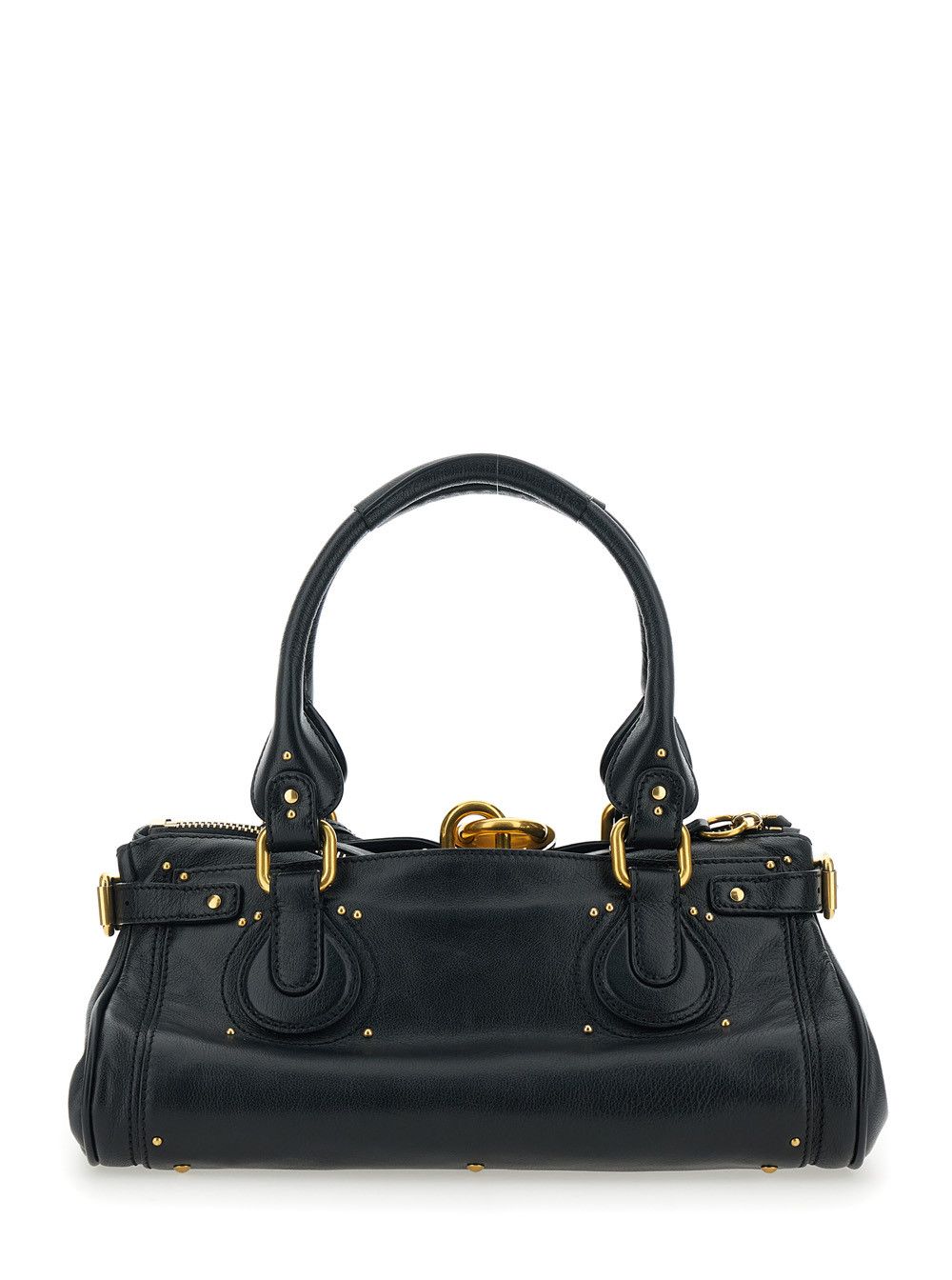 Chloe 'Paddington' Black Shoulder Bag with Oversized Lock and C-Shaped Buckles in Grained Leather Woman Size ONE SIZE - 4 Thumbnail