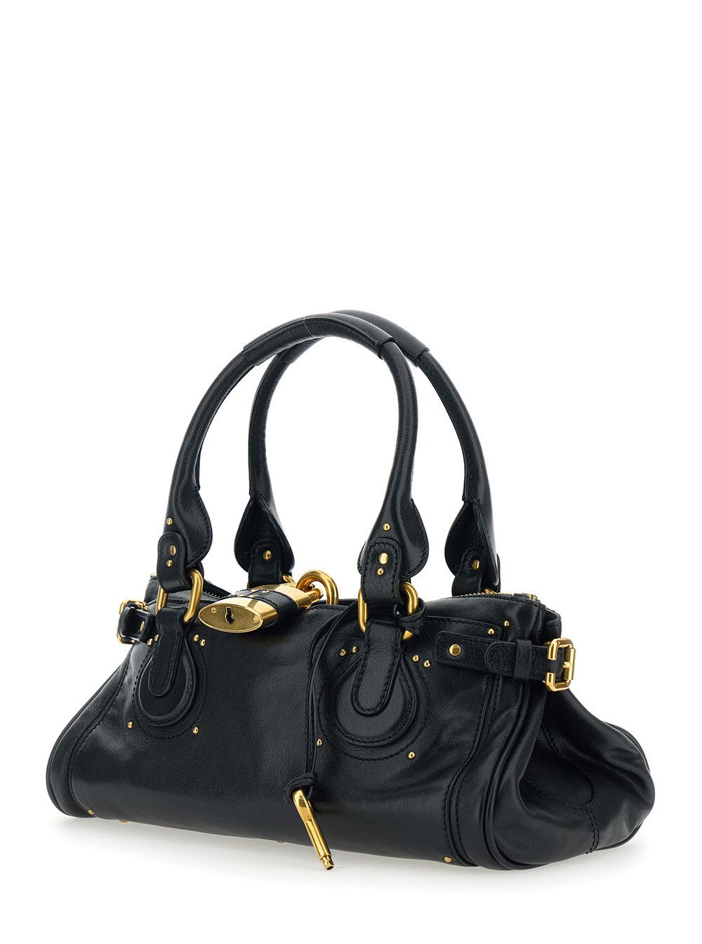 Chloe 'Paddington' Black Shoulder Bag with Oversized Lock and C-Shaped Buckles in Grained Leather Woman Size ONE SIZE - 2 Thumbnail