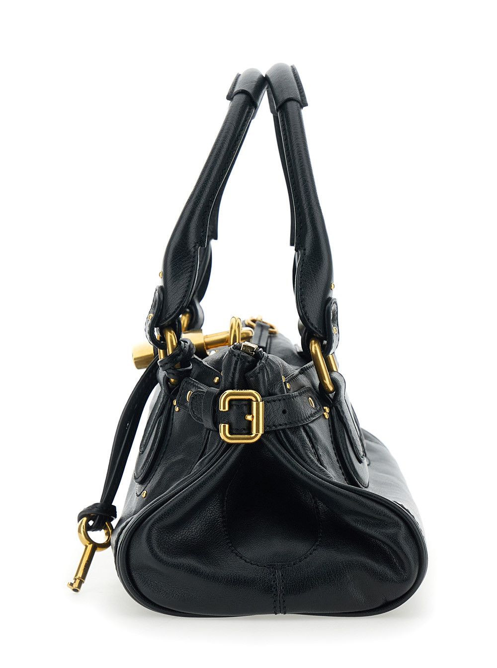 Chloe 'Paddington' Black Shoulder Bag with Oversized Lock and C-Shaped Buckles in Grained Leather Woman Size ONE SIZE - 5 Thumbnail