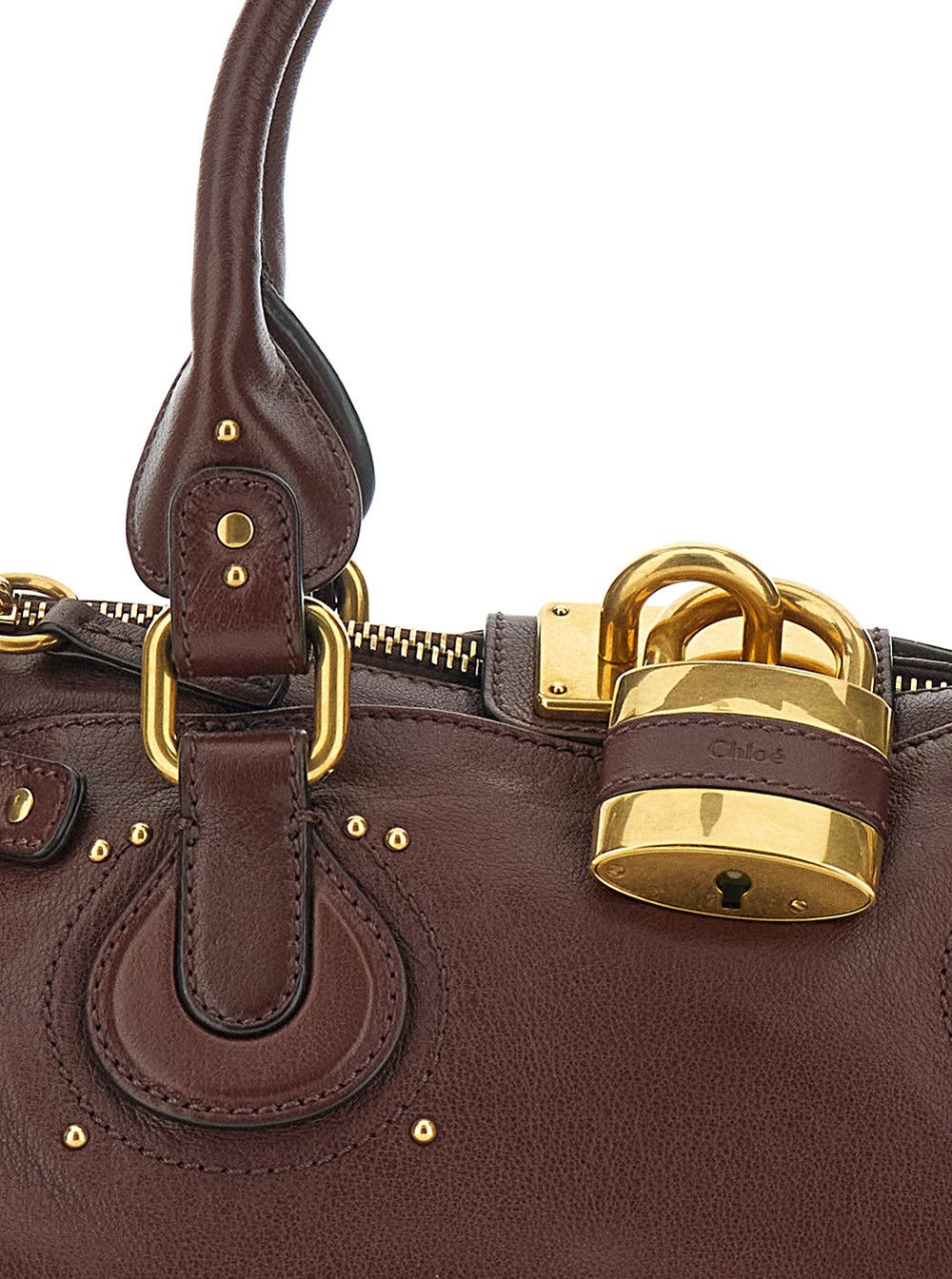 Chloe Brown 'Paddington' Shoulder Bag with Oversized Lock and C-Shaped Buckles in Leather for Women Size ONE SIZE - 5 Thumbnail