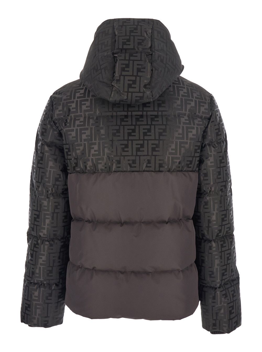 Fendi Brown Down Jacket with Drawstring Hood and FF Motif in Tech Fabric Woman Size M / US 6-8 / IT 42-44 - 2 Thumbnail