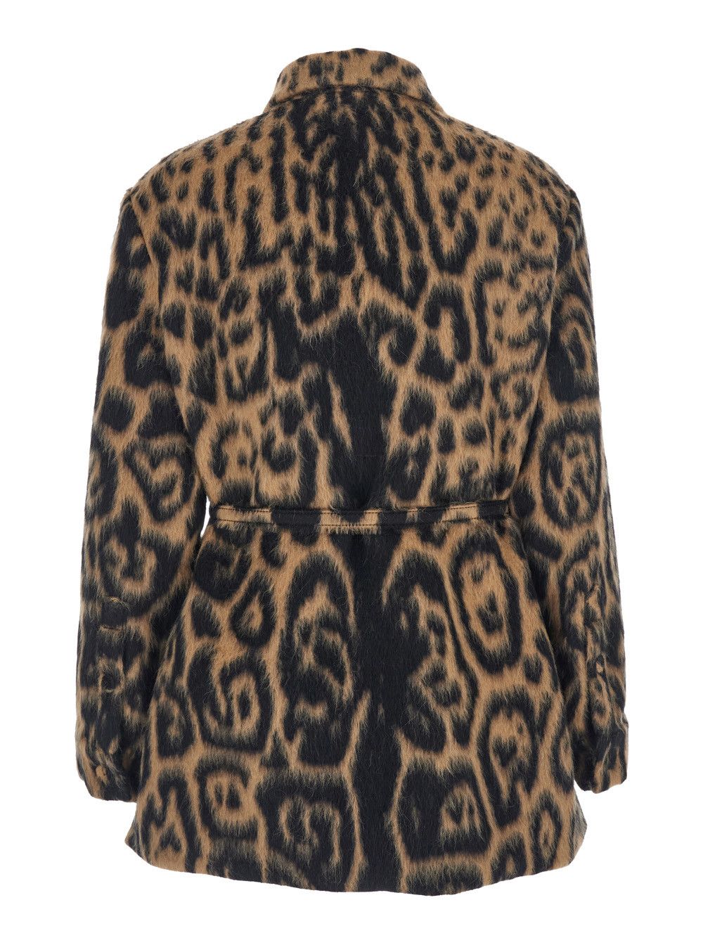 Fendi Multicolor Coat with FF Buckled Belt on the Front and All-Over Leopard Motif in Wool Blend Woman Size M / US 6-8 / IT 42-44 - 2 Thumbnail