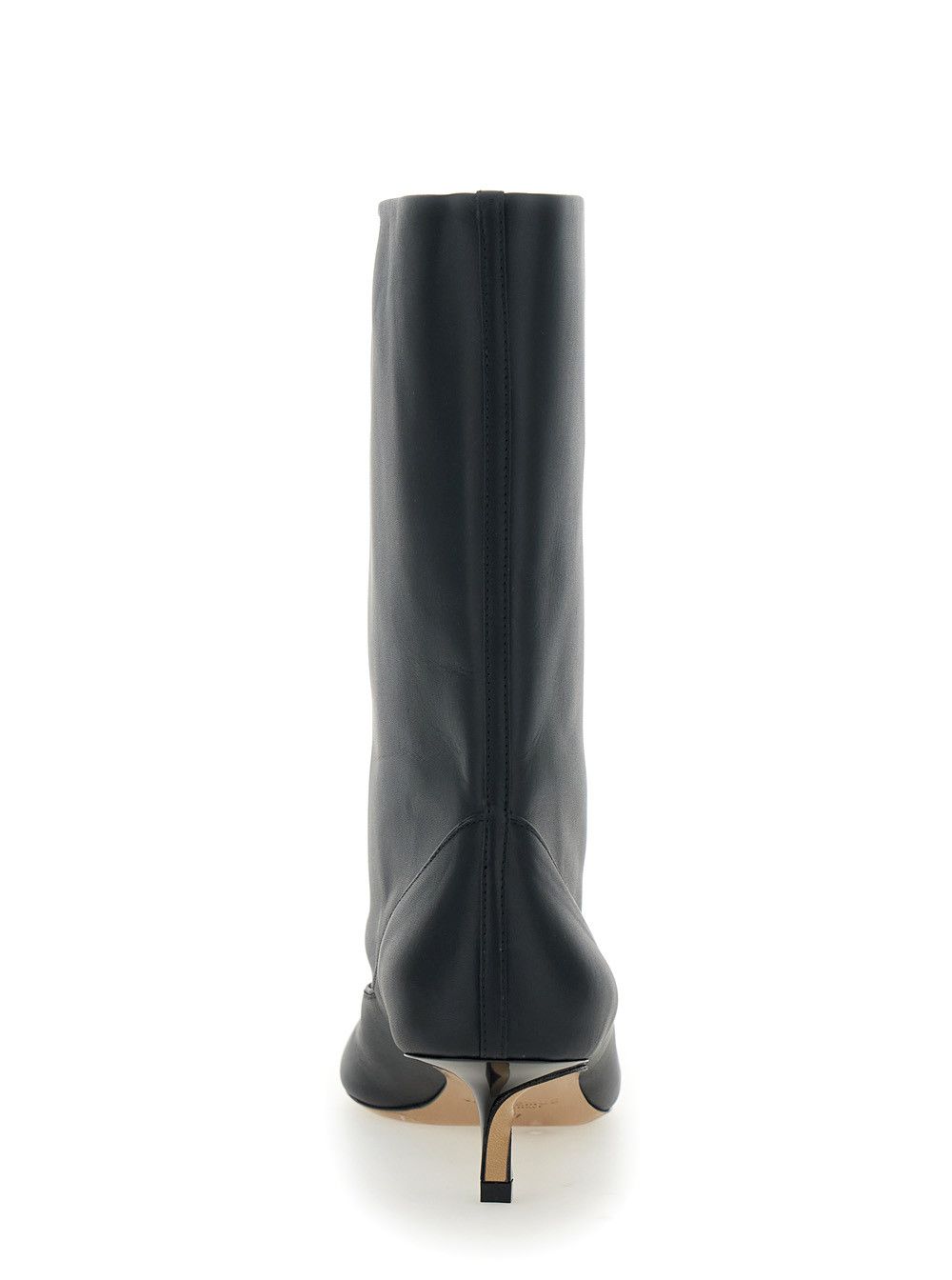 Jacquemus 'Les Bottes Tourni' Black Ankle Boots with Pointed Toe and Low Stiletto Heel in Leather Woman Size US 6 / IT 36 - 4 Thumbnail