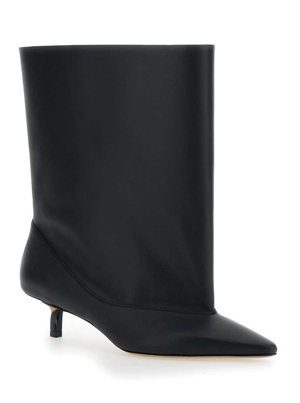 Jacquemus 'Les Bottes Tourni' Black Ankle Boots with Pointed Toe and Low Stiletto Heel in Leather Woman Size US 6 / IT 36 - 2 Thumbnail