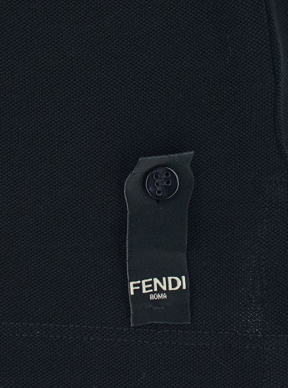 Fendi Black Polo Shirt with Logo Patch on the Front in Cotton Pique Man Size US S / EU 44-46 / 1 - 3 Thumbnail
