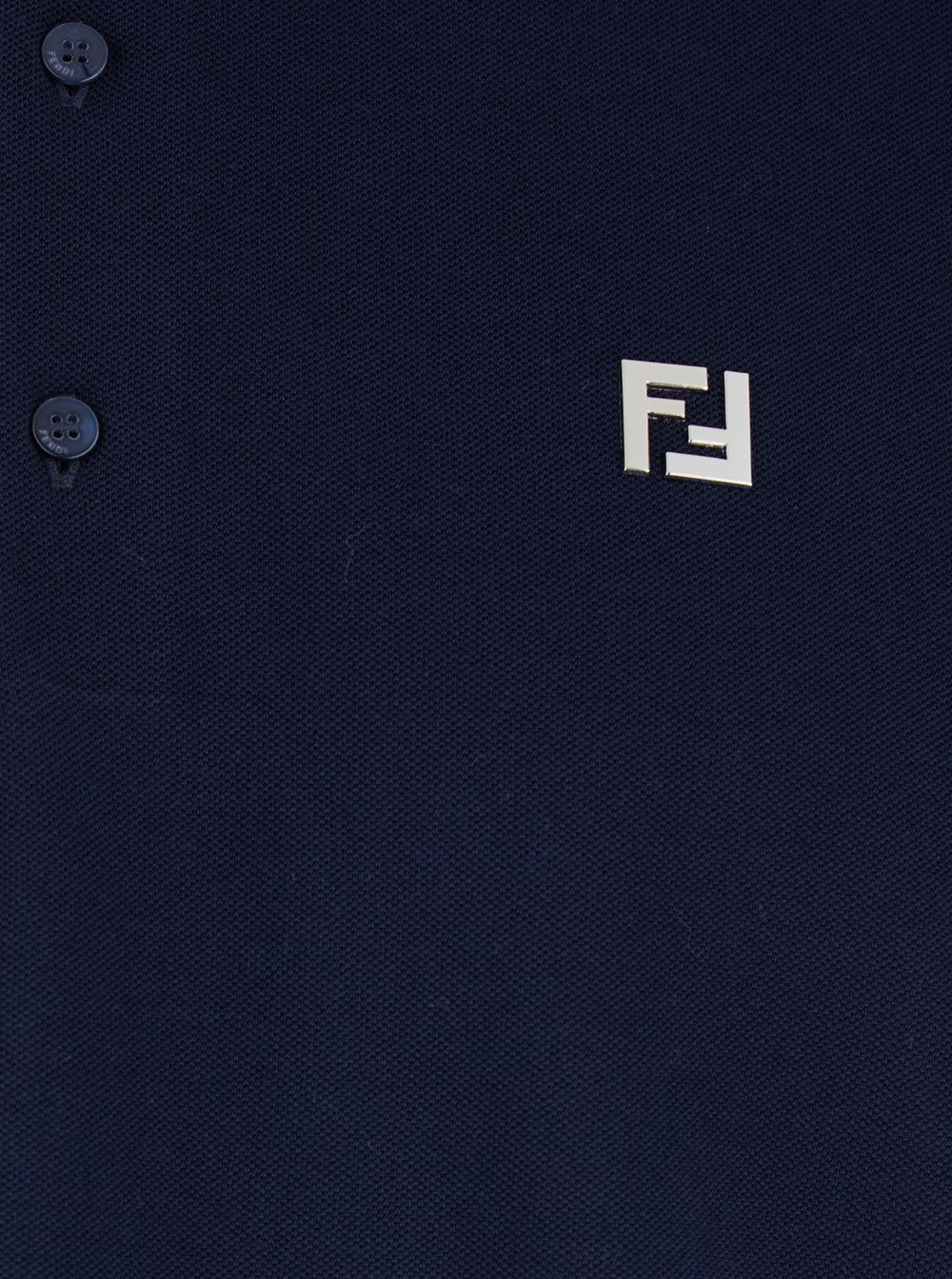 Fendi Blue Polo Shirt with Metallic FF Logo on the Front in Cotton Pique Man Size US XL / EU 56 / 4 - 3 Thumbnail