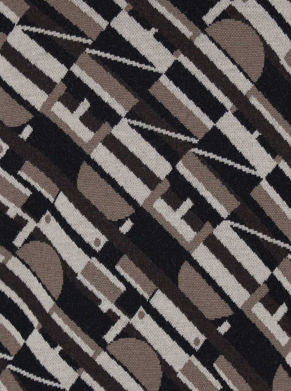 Fendi Brown Crewneck Sweater with All-Over Geometric Motif in Wool Man Size US XL / EU 56 / 4 - 3 Thumbnail
