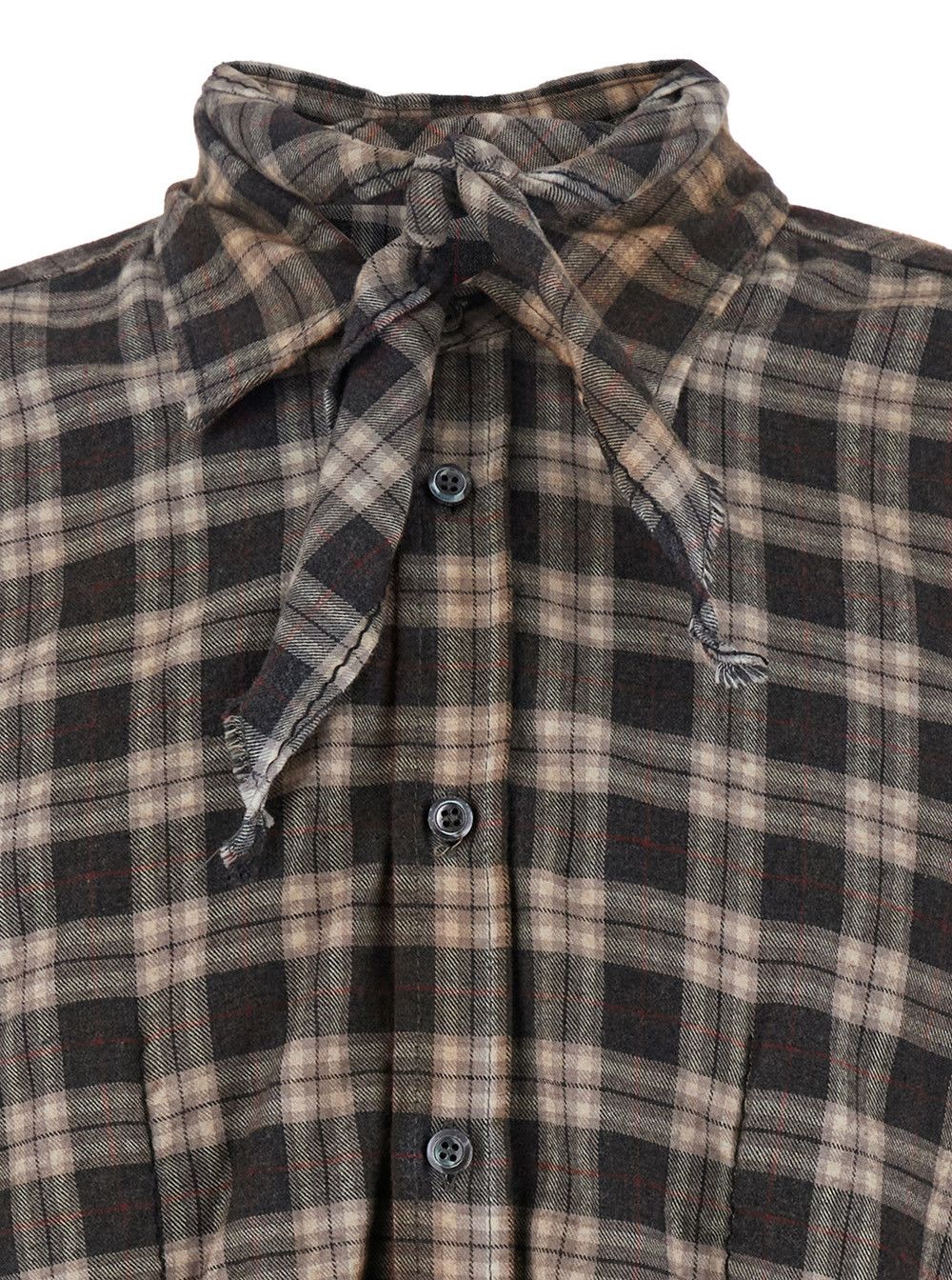 Dsquared2 'D2 x Magliano' Brown Shirt with Tie Detail on the Front and All-Over Check Motif in Cotton Man Size US M / EU 48-50 / 2 - 3 Thumbnail