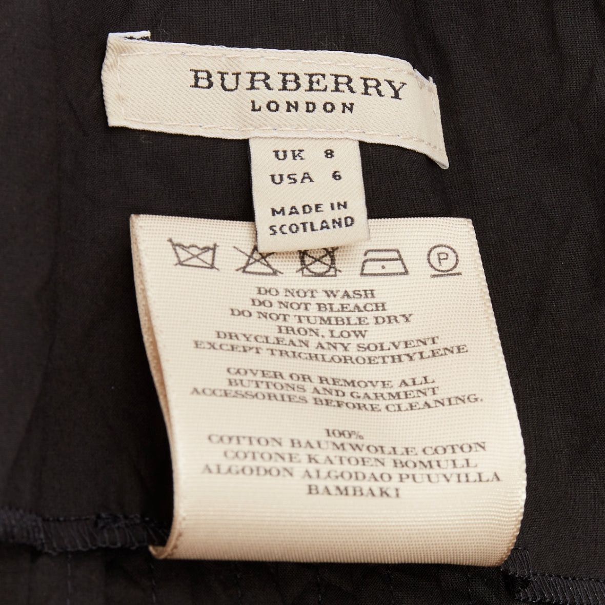 Burberry BURBERRY LONDON black cotton pleated waist ribbon tie babydoll dress UK8 S Size M / US 6-8 / IT 42-44 - 8 Thumbnail