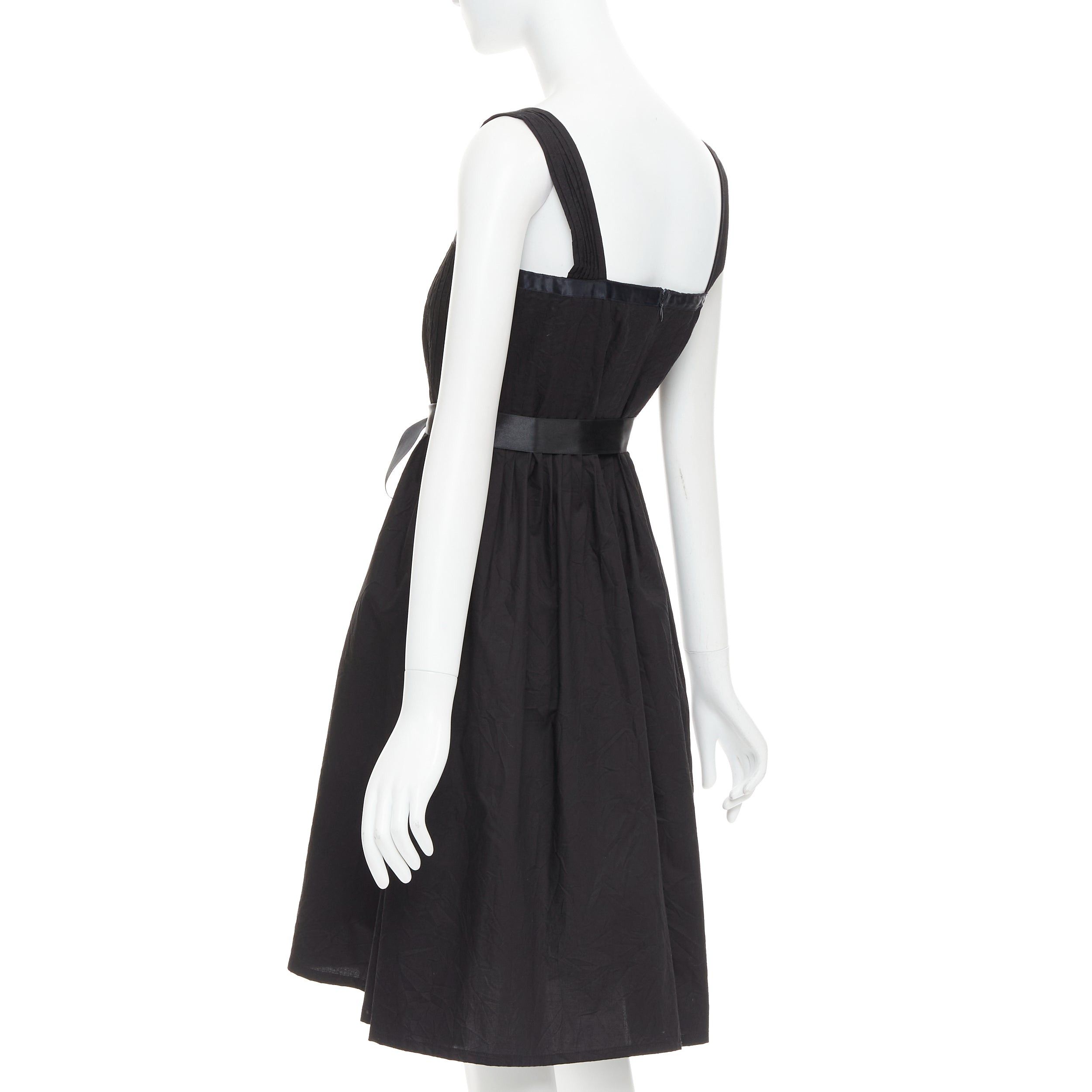 Burberry BURBERRY LONDON black cotton pleated waist ribbon tie babydoll dress UK8 S Size M / US 6-8 / IT 42-44 - 6 Thumbnail