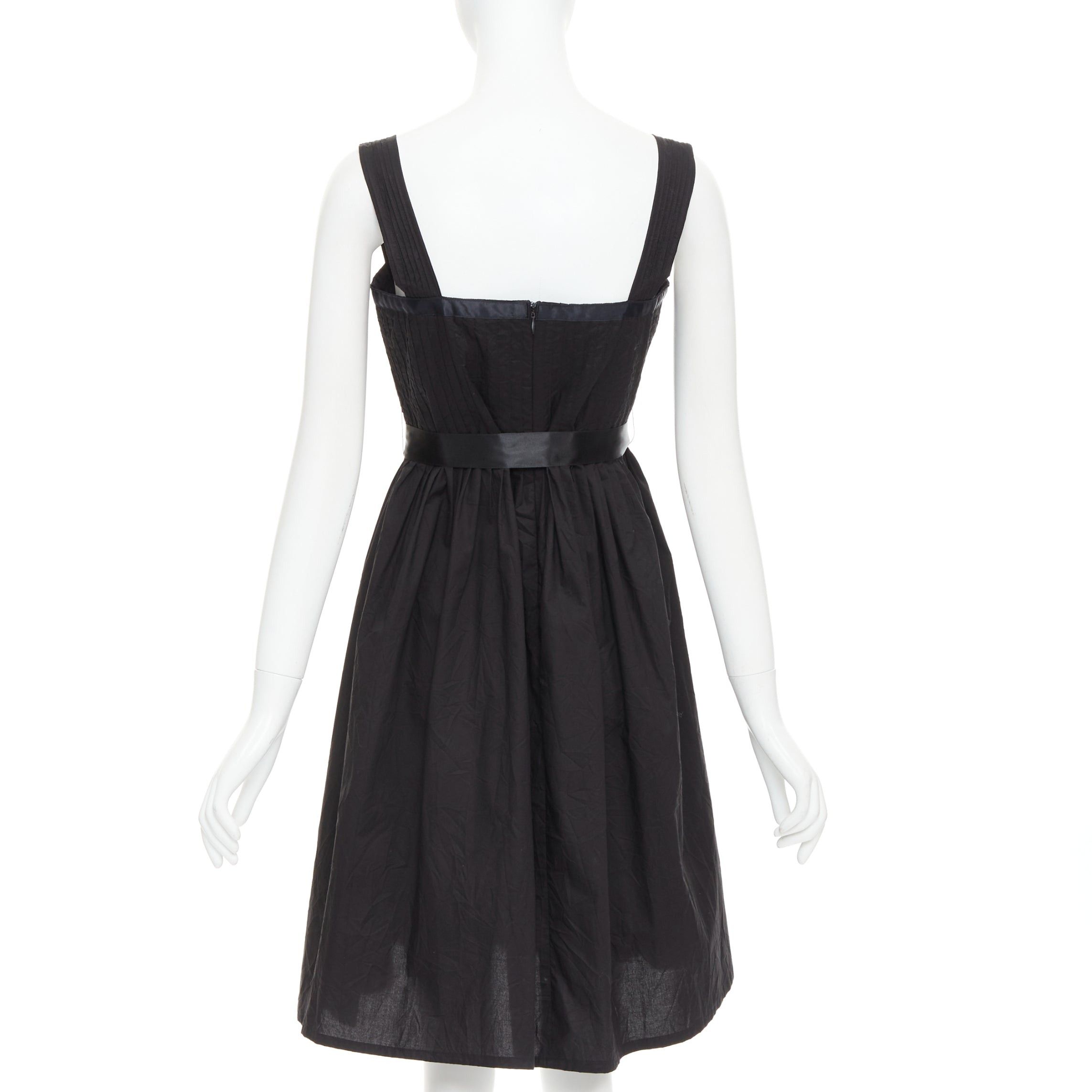 Burberry BURBERRY LONDON black cotton pleated waist ribbon tie babydoll dress UK8 S Size M / US 6-8 / IT 42-44 - 5 Thumbnail