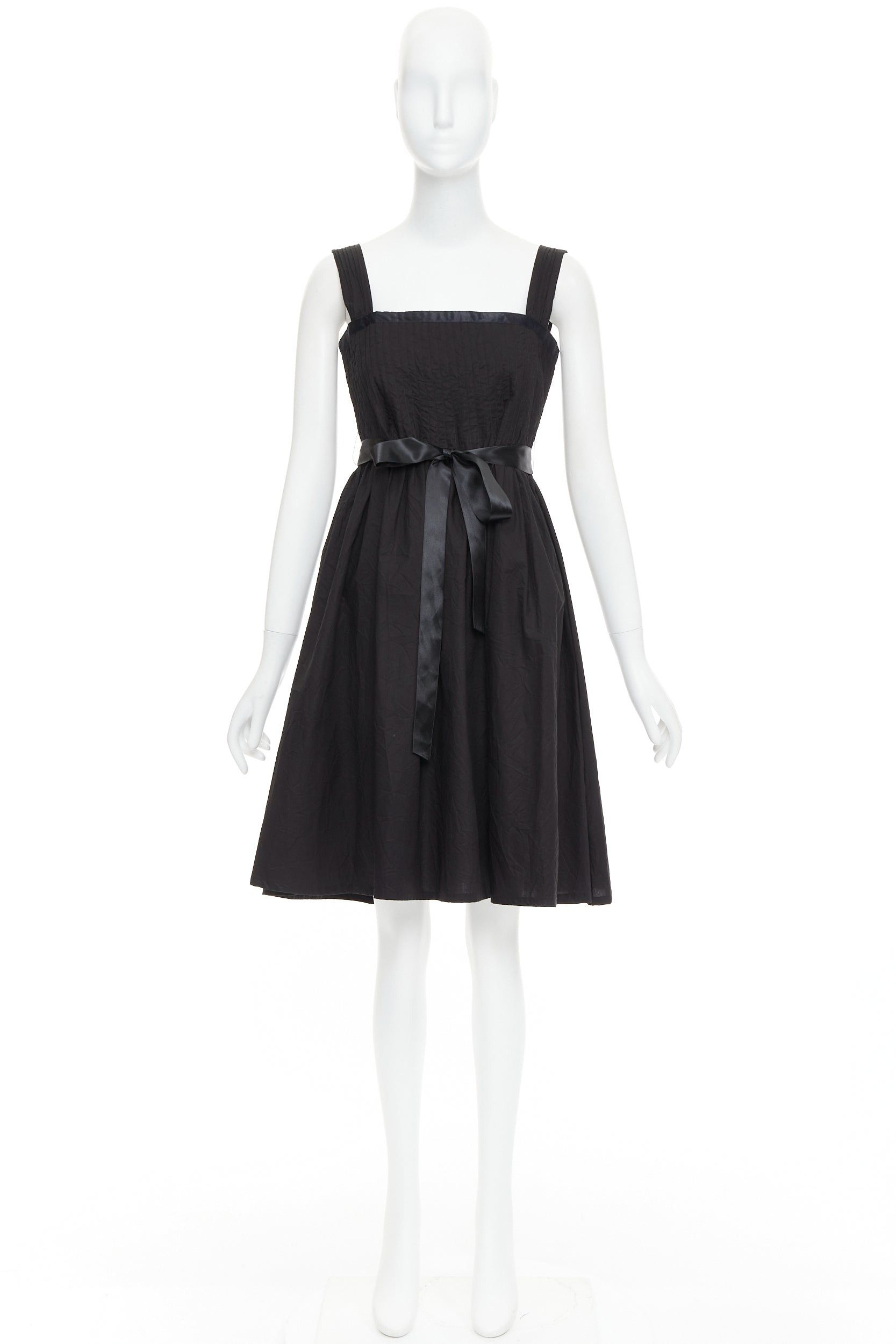 Burberry BURBERRY LONDON black cotton pleated waist ribbon tie babydoll dress UK8 S Size M / US 6-8 / IT 42-44 - 9 Thumbnail