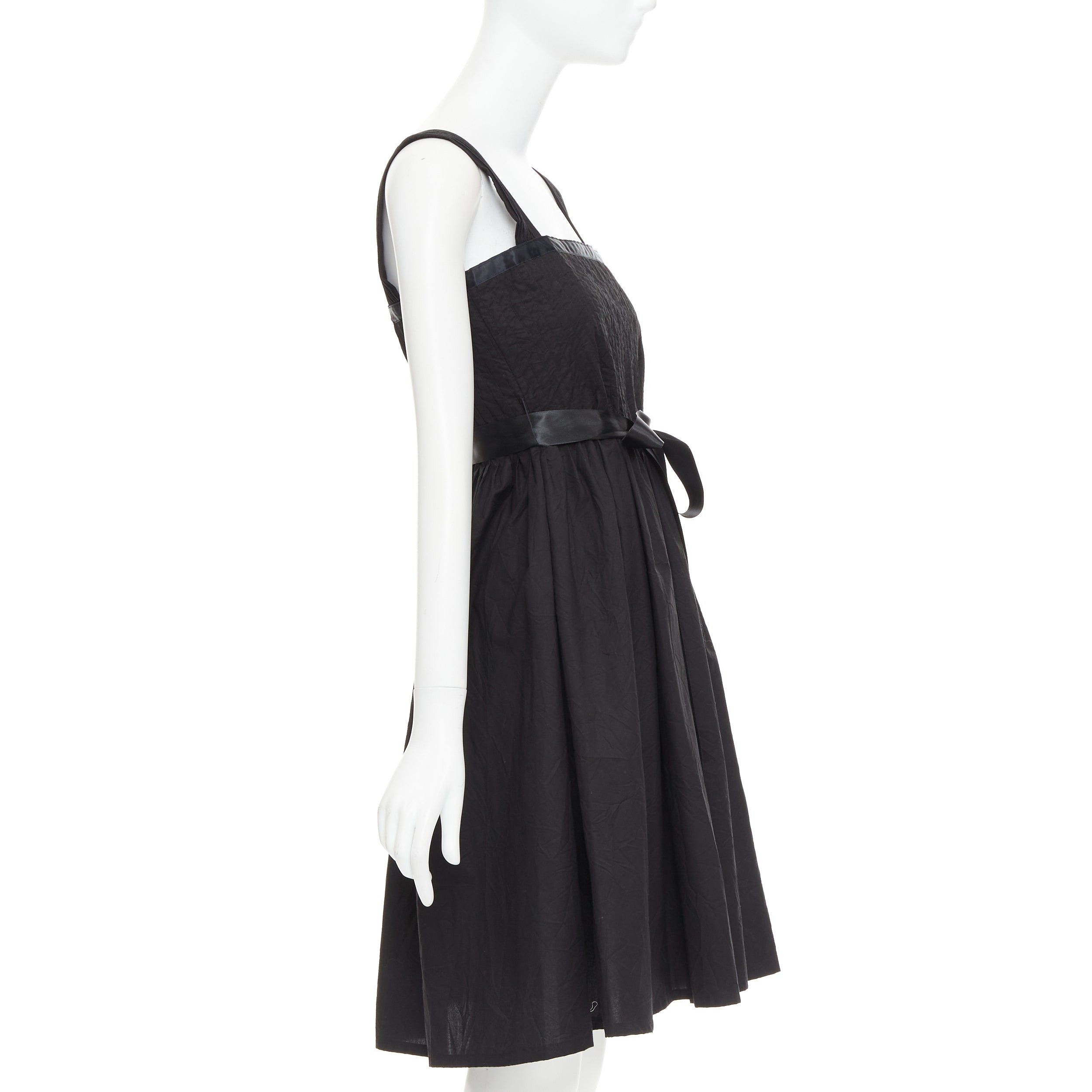Burberry BURBERRY LONDON black cotton pleated waist ribbon tie babydoll dress UK8 S Size M / US 6-8 / IT 42-44 - 4 Thumbnail