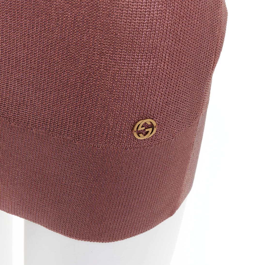 Gucci GUCCI metallic copper coated GG logo charm knit mini dress M Size M / US 6-8 / IT 42-44 - 2 Thumbnail