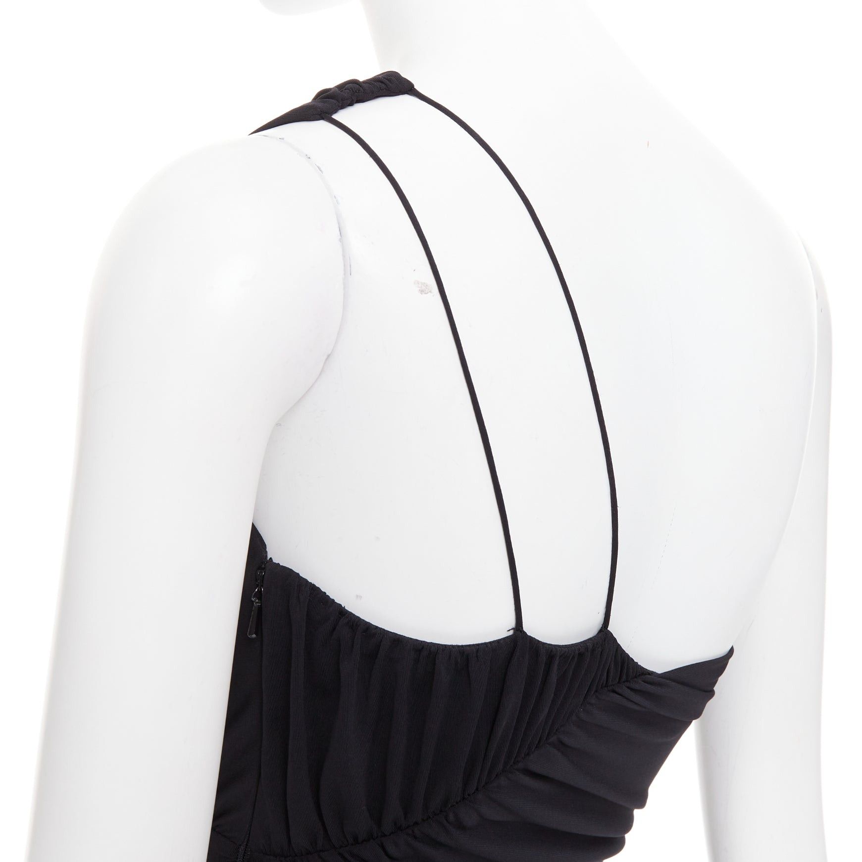 Vera Wang VERA WANG Vintage black one shoulder ruched waist silk lined dress US2 S Size S / US 4 / IT 40 - 2 Thumbnail